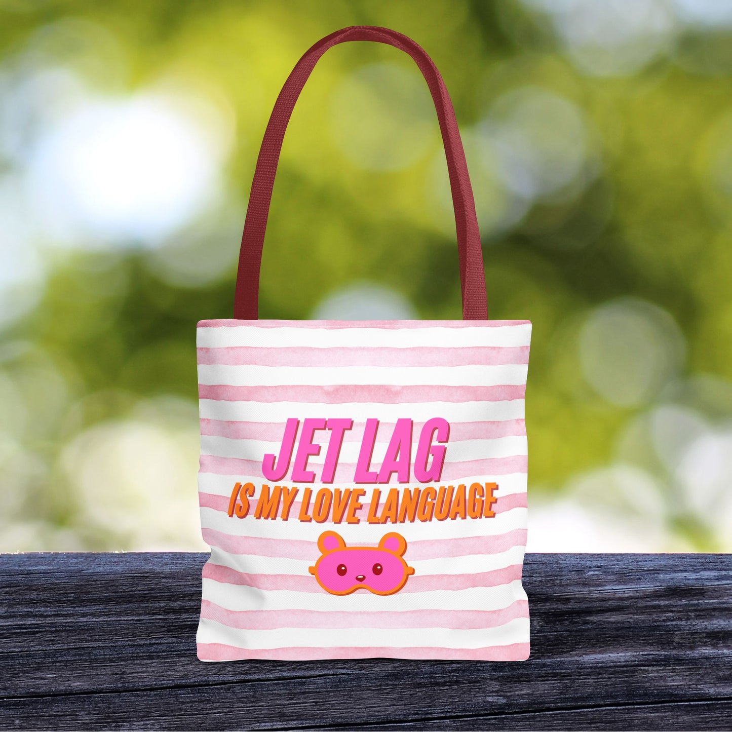 Jet Lag Is My Love Language Tote Bag in Pink – 3 Sizes | For the Traveler Who’s Always Tired but Loving It