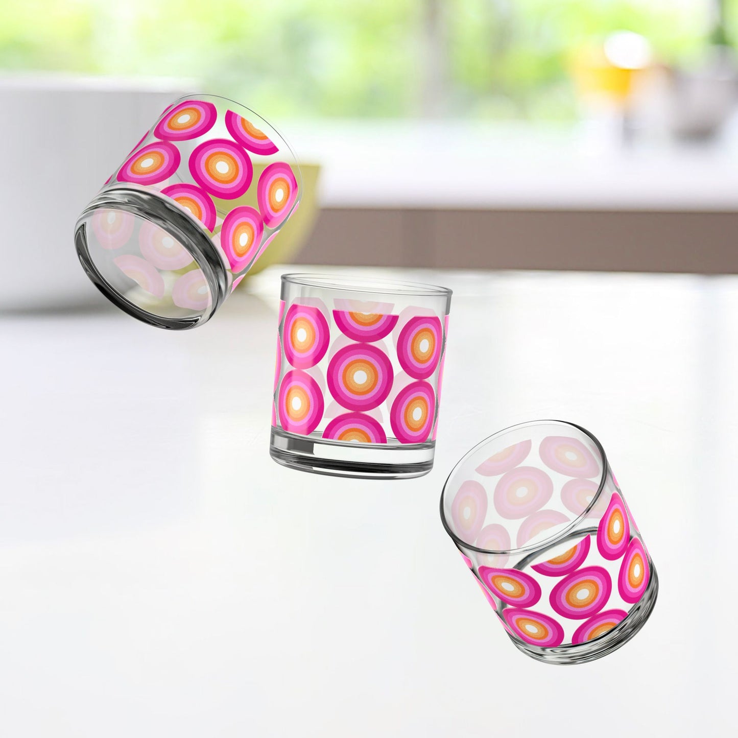 Vibrant Modern Retro Rocks Glass – 10oz