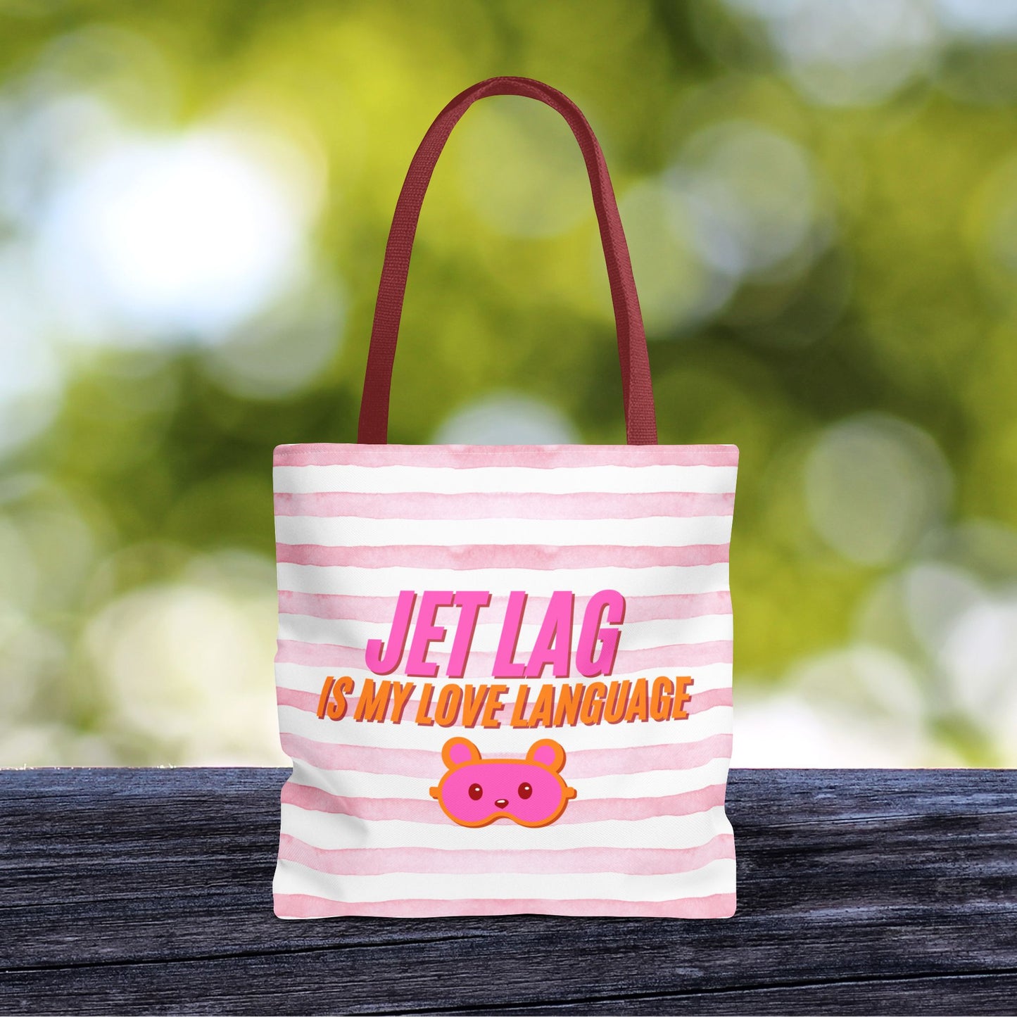 Jet Lag Is My Love Language Tote Bag in Pink – 3 Sizes | For the Traveler Who’s Always Tired but Loving It