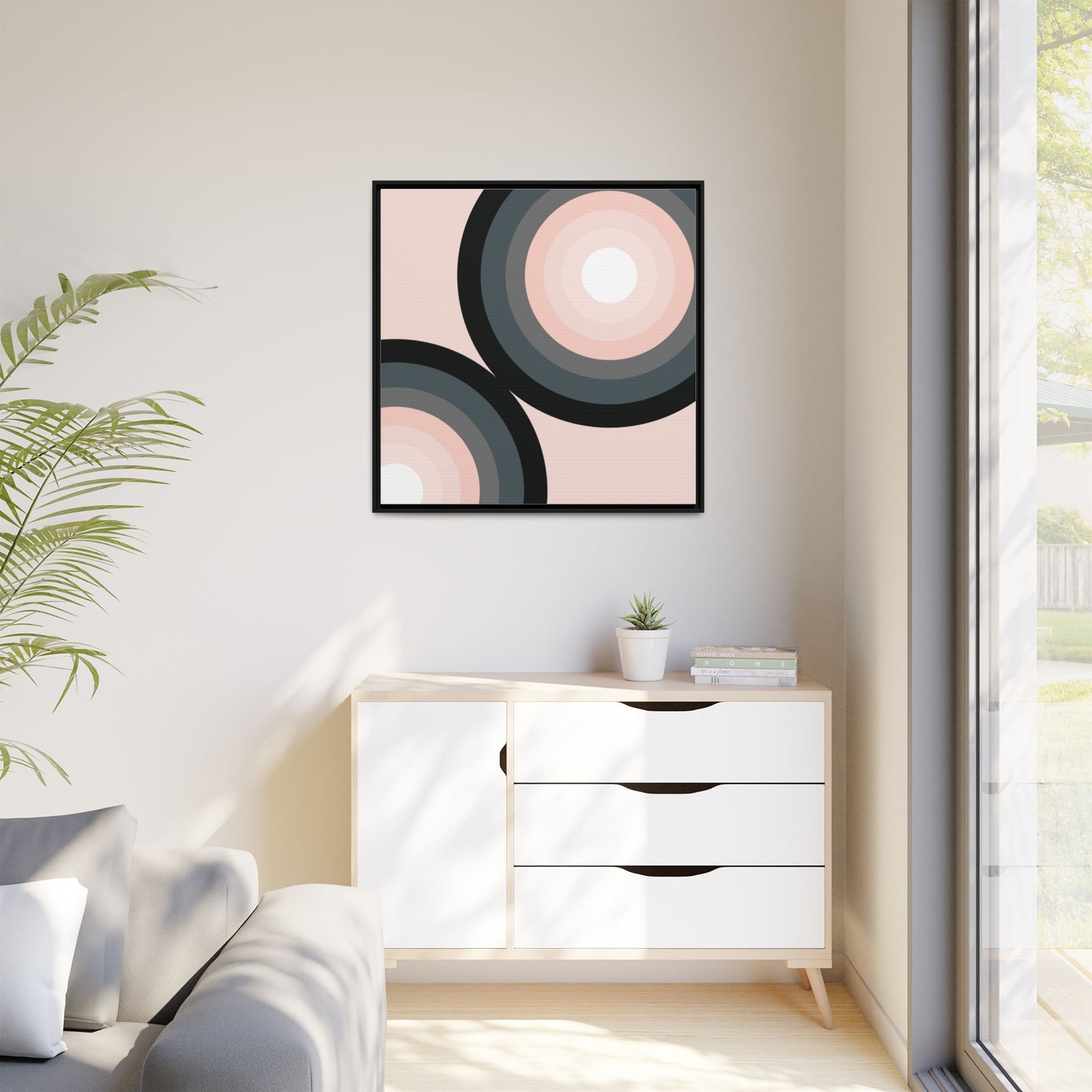 Modern Framed Geometric Canvas Art | Bold Color Meets Clean Framing