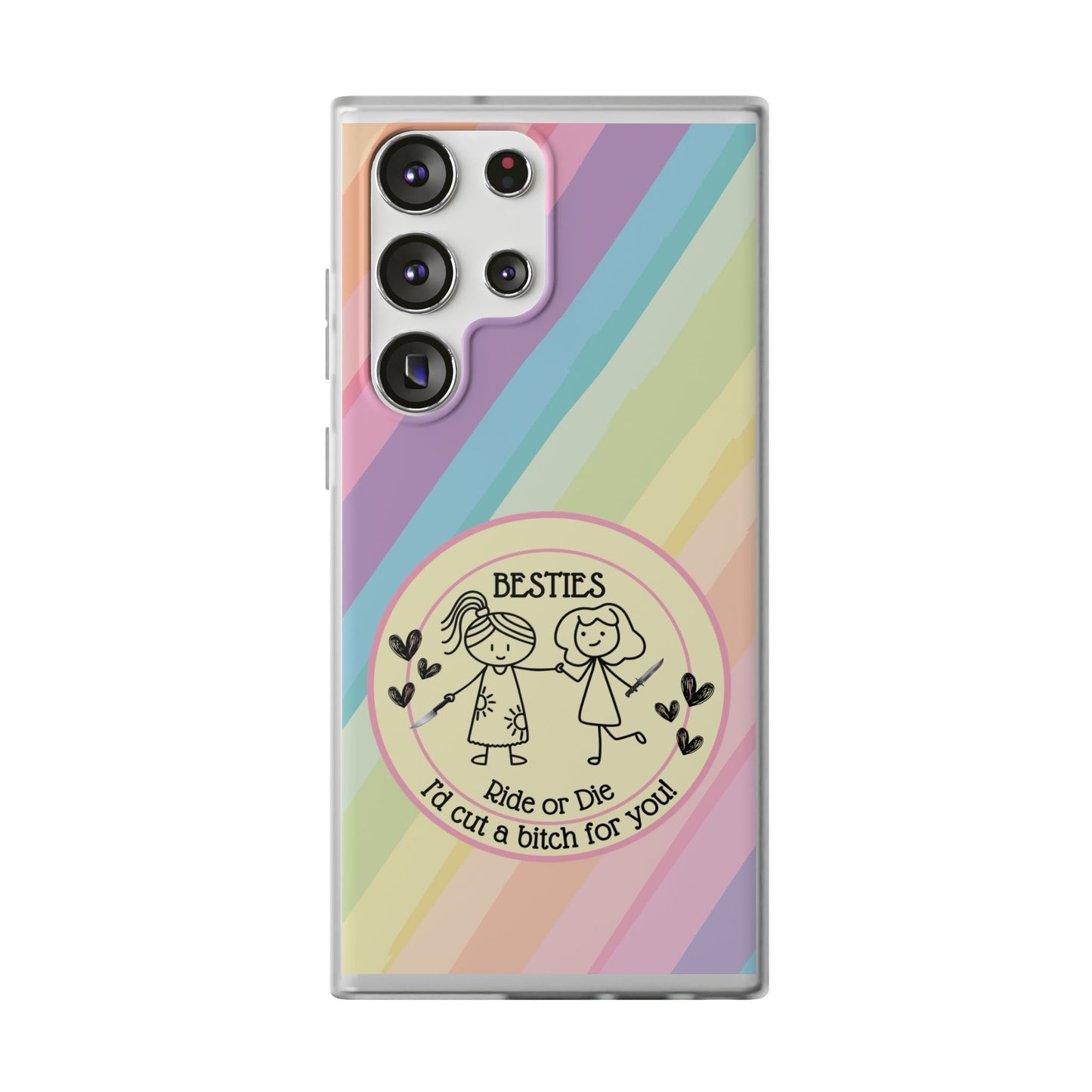 Phone Cases - Pastels Besties Ride or Die | "I'd Cut a Bitch for You"