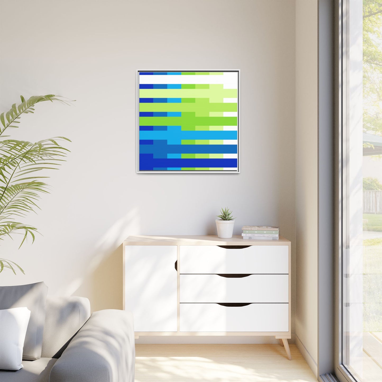 Modern Framed Geometric Canvas Art | Bold Color Meets Clean Framing