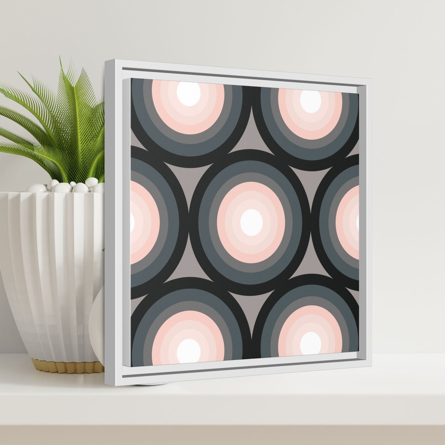 Modern Framed Geometric Canvas Art | Bold Color Meets Clean Framing