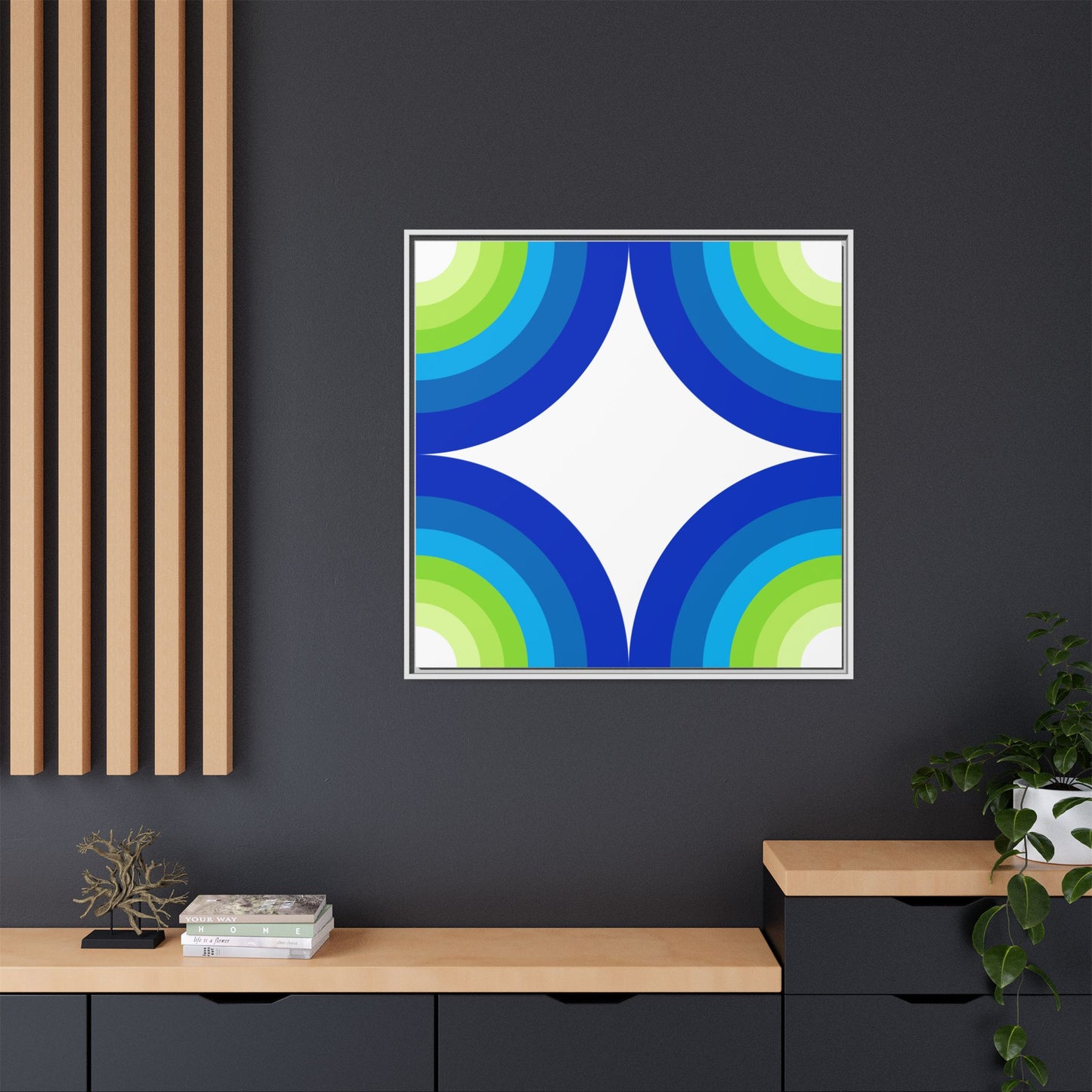 Modern Framed Geometric Canvas Art | Bold Color Meets Clean Framing