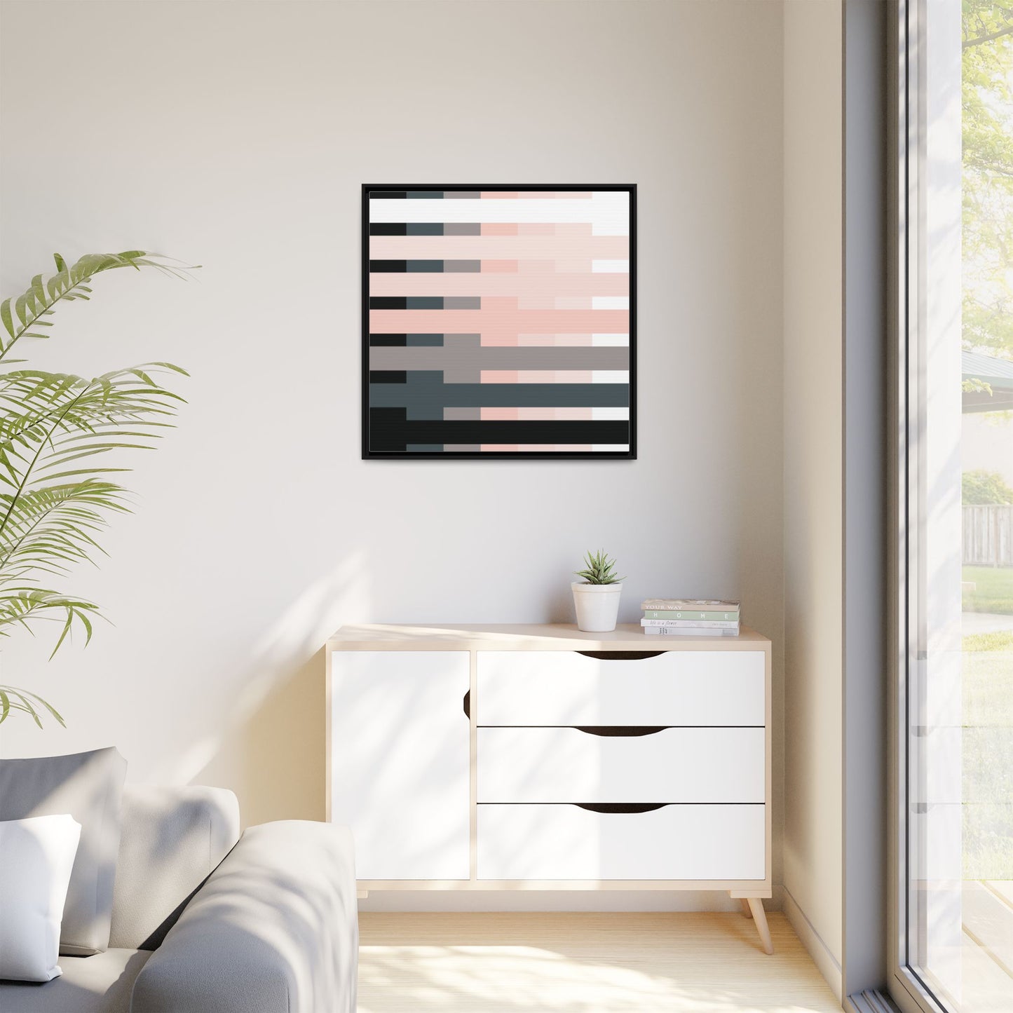 Modern Framed Geometric Canvas Art | Bold Color Meets Clean Framing