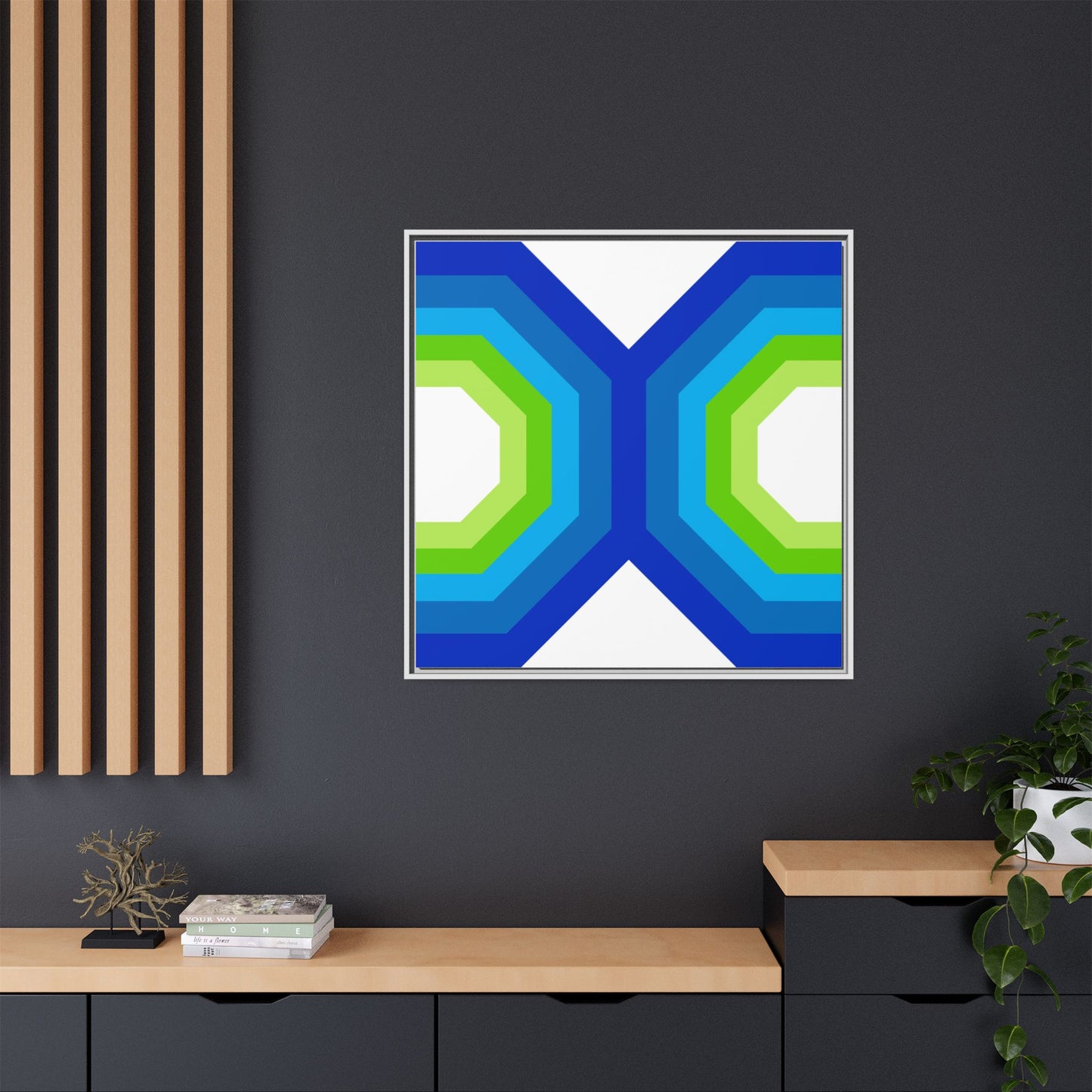Modern Framed Geometric Canvas Art | Bold Color Meets Clean Framing