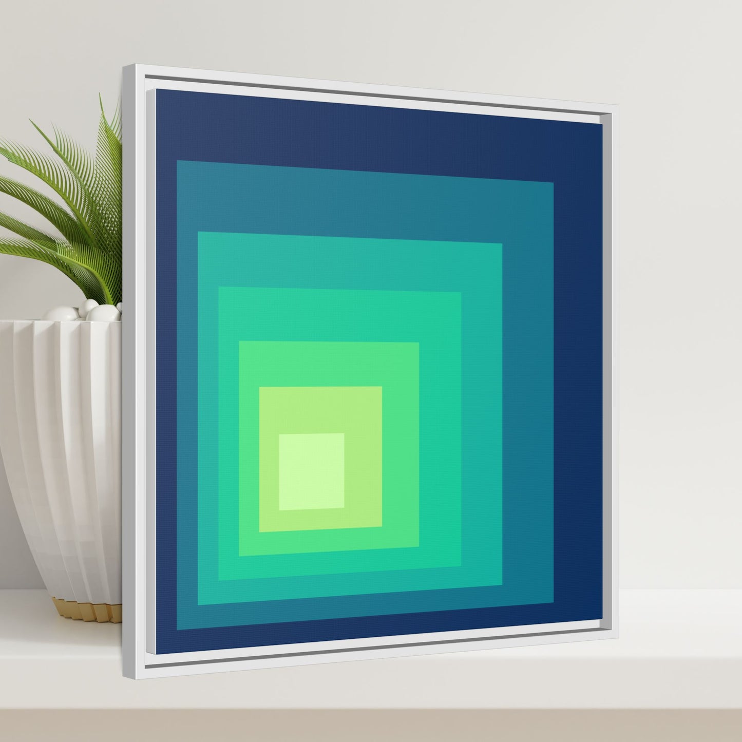 Modern Framed Geometric Canvas Art | Bold Color Meets Clean Framing