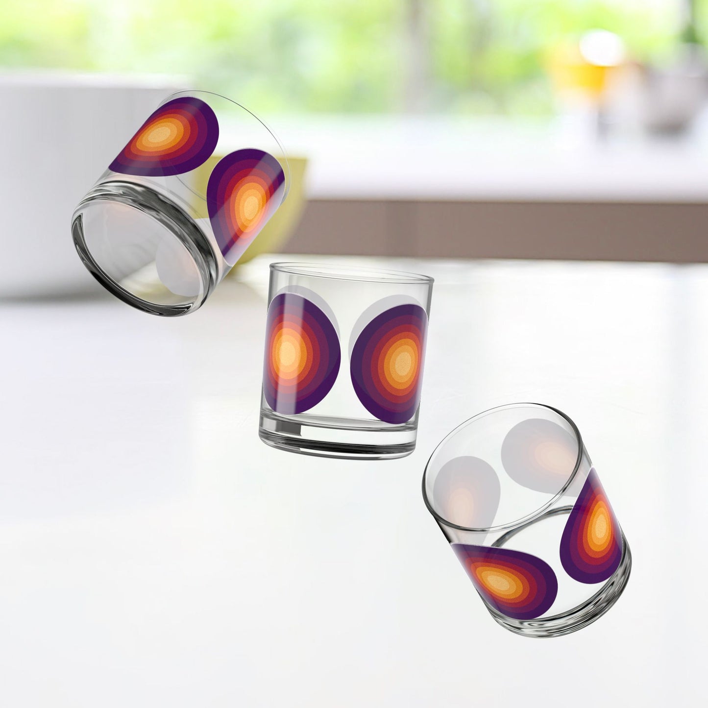 Vibrant Modern Retro Rocks Glass – 10oz