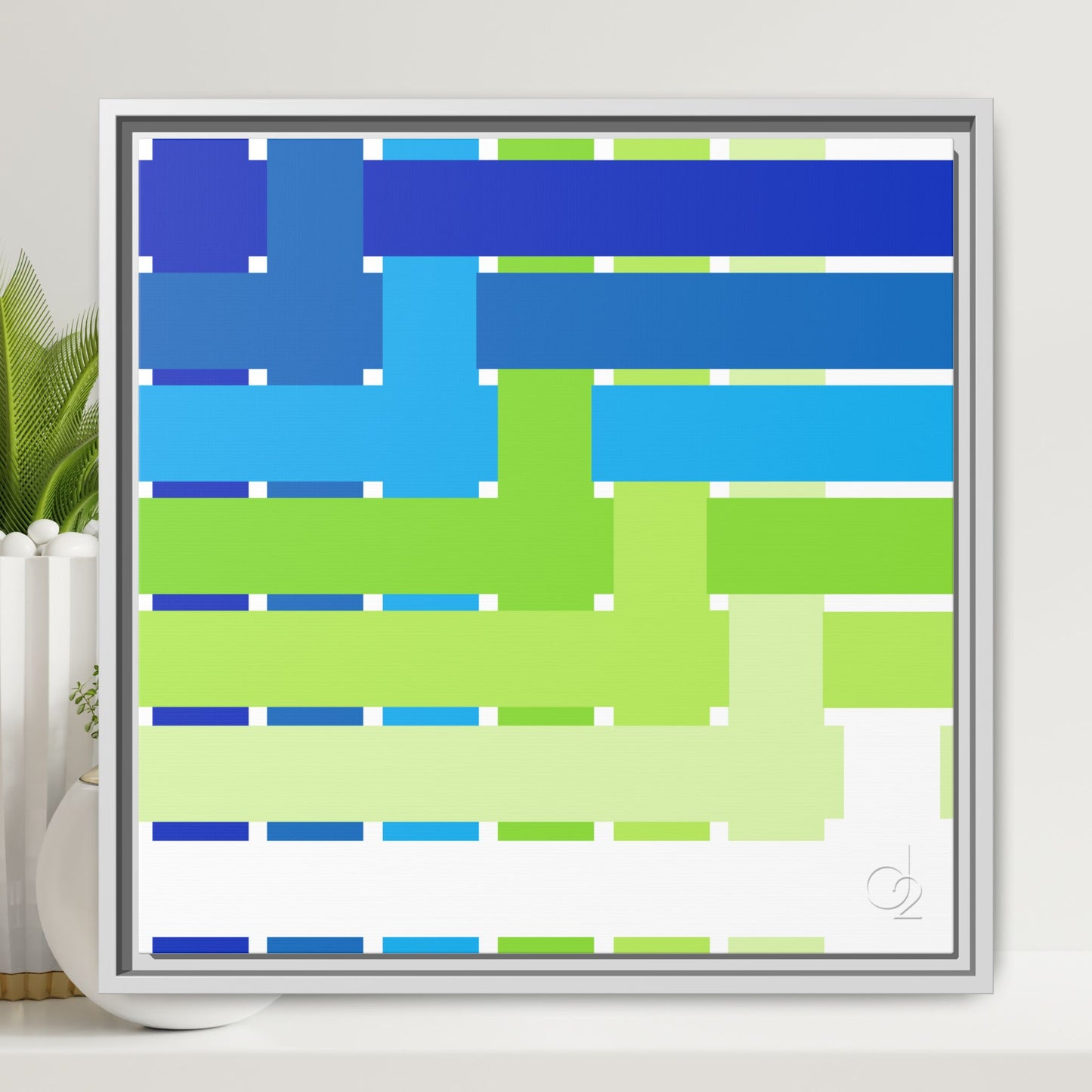 Modern Framed Geometric Canvas Art | Bold Color Meets Clean Framing