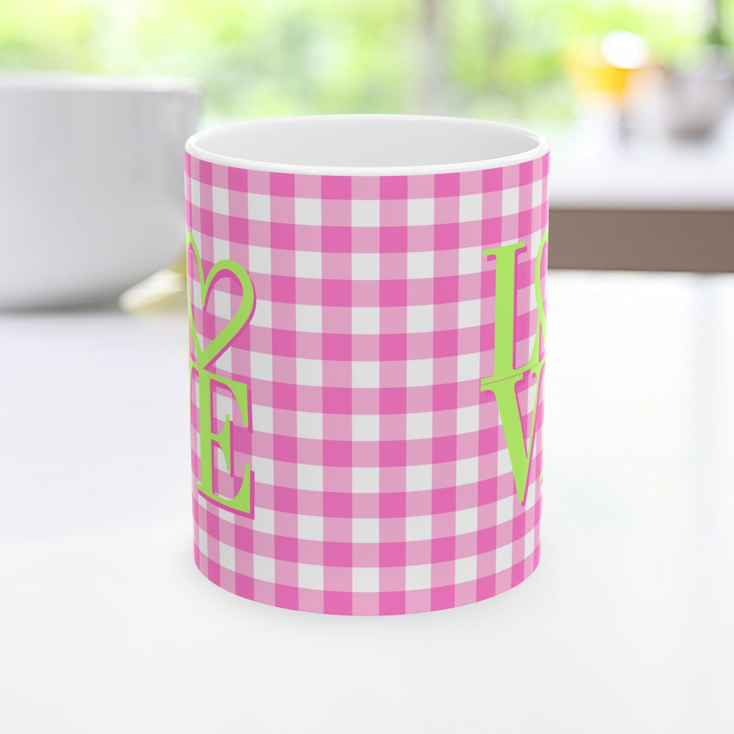 Gingham LOVE Mug – Bold Color, Daily Joy