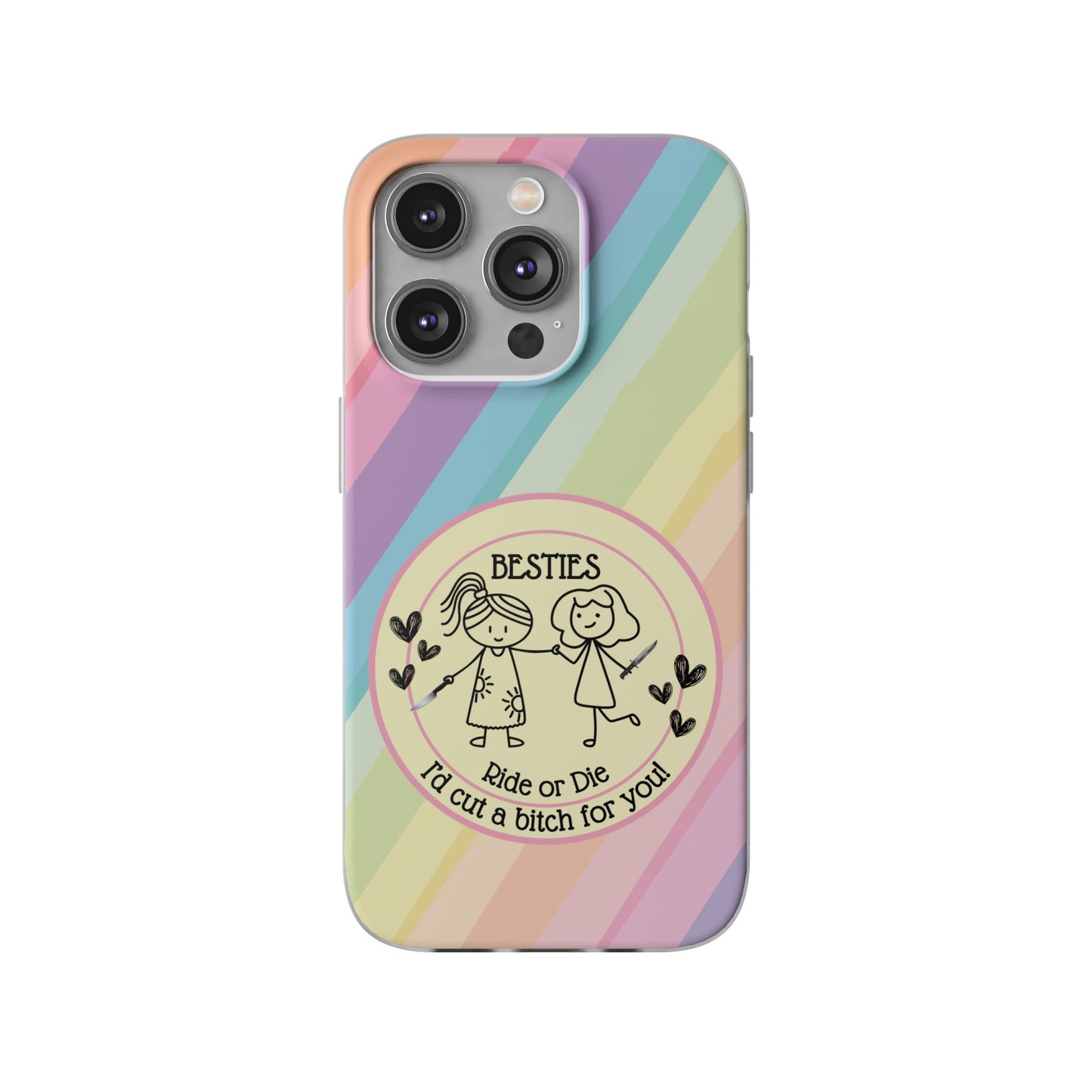 Phone Cases - Pastels Besties Ride or Die | "I'd Cut a Bitch for You"