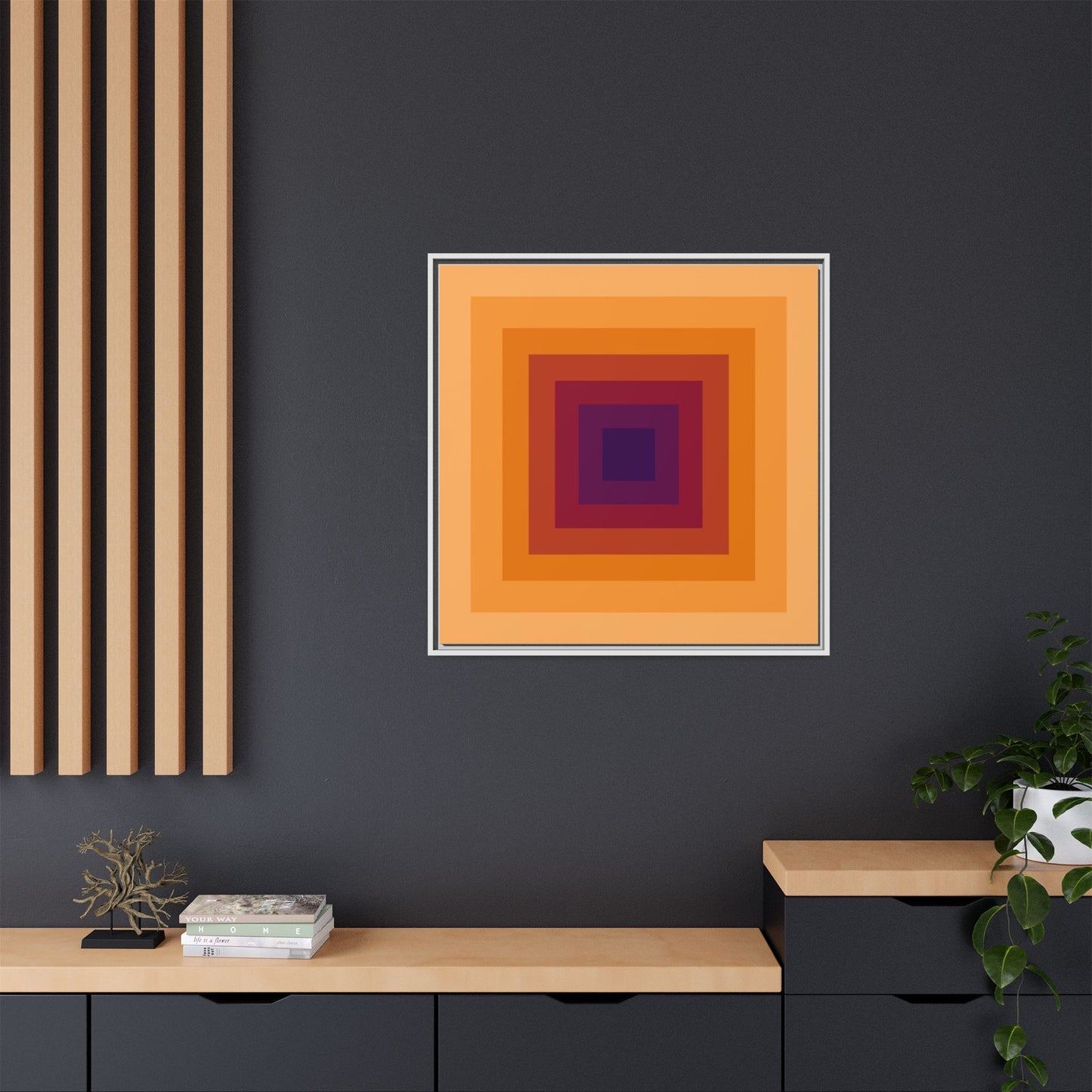 Modern Framed Geometric Canvas Art | Bold Color Meets Clean Framing