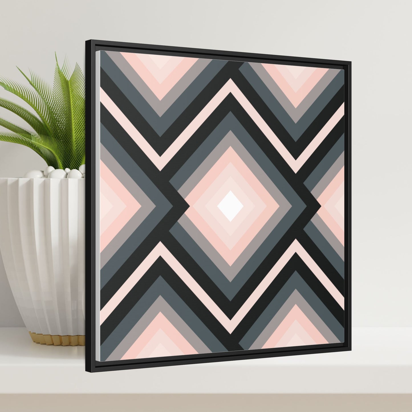 Modern Framed Geometric Canvas Art | Bold Color Meets Clean Framing