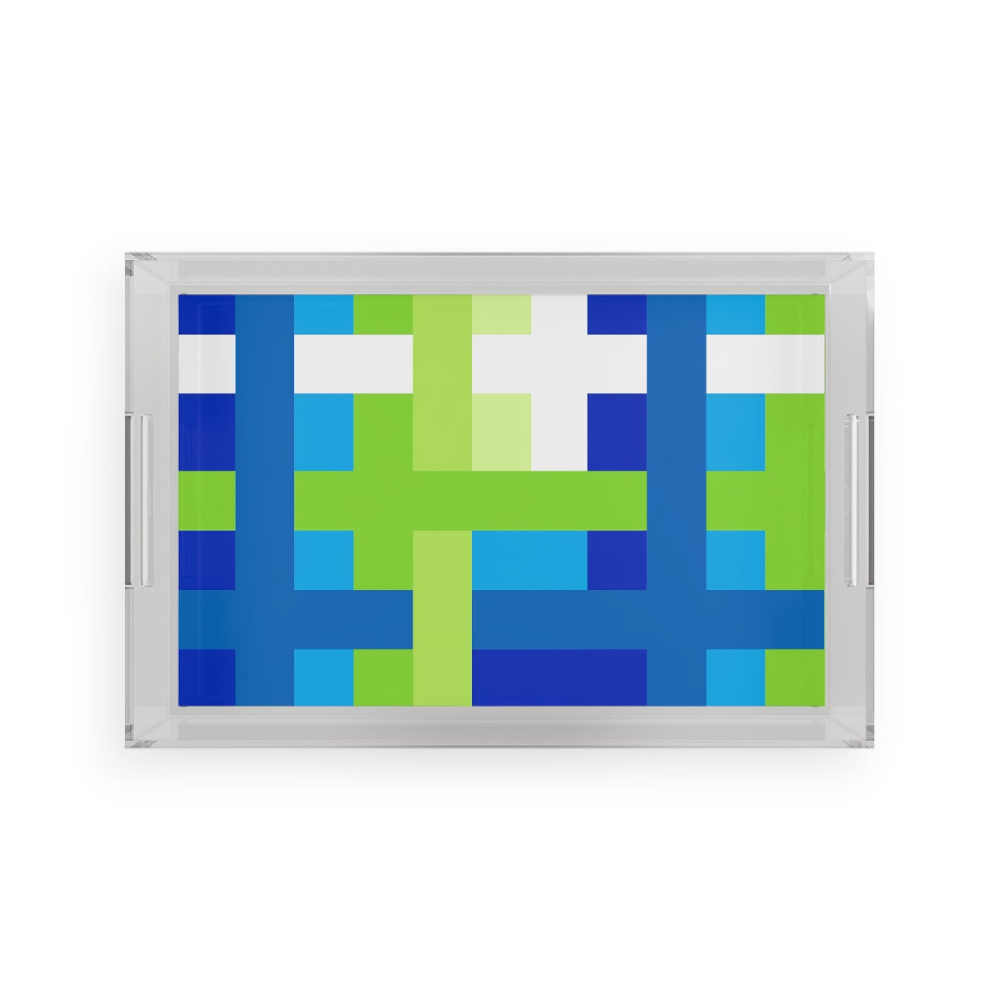 Modern Acrylic Tray with Bold Geometric Artwork