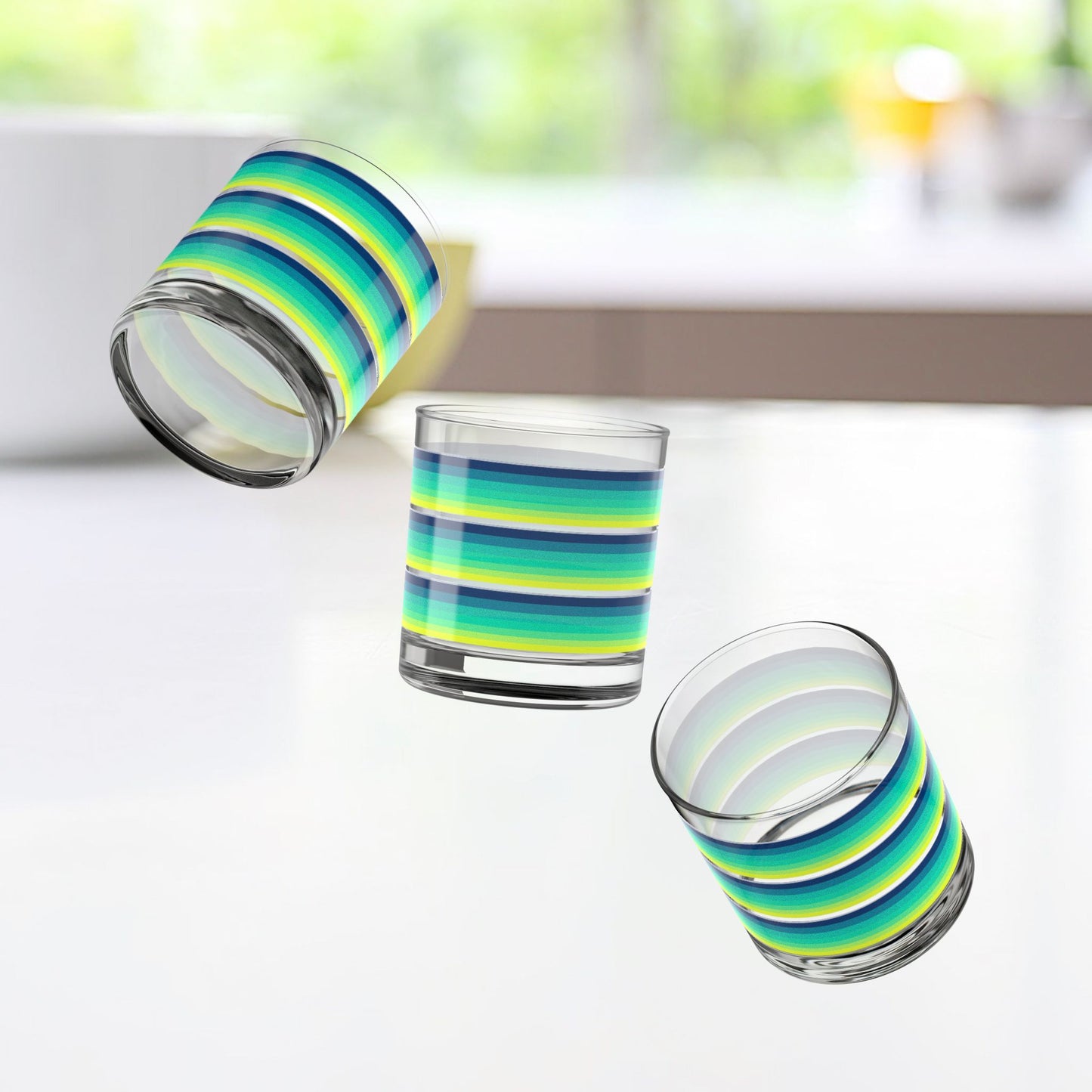 Vibrant Modern Retro Rocks Glass – 10oz