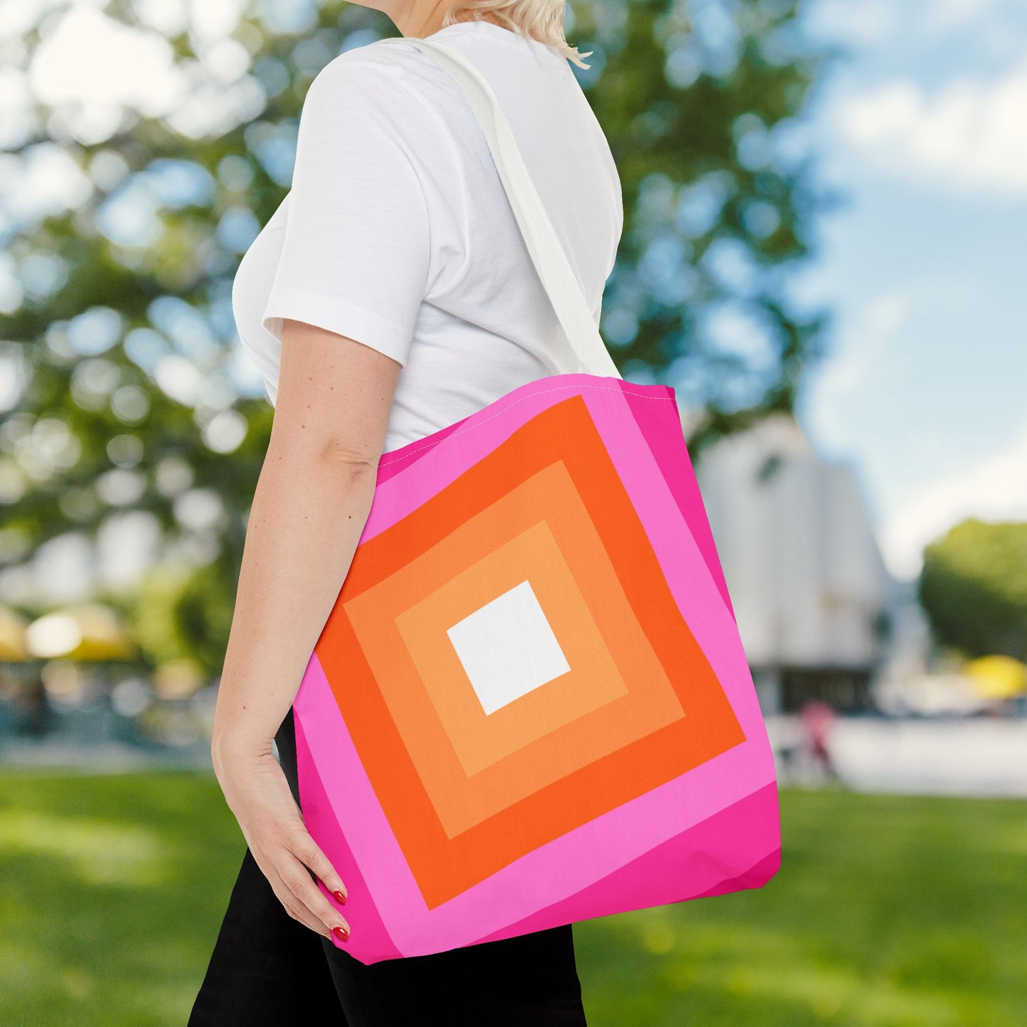 Geometric Art Tote Bag – 3 sizes | Bold lines. Vivid color. Retro with a modern twist.
