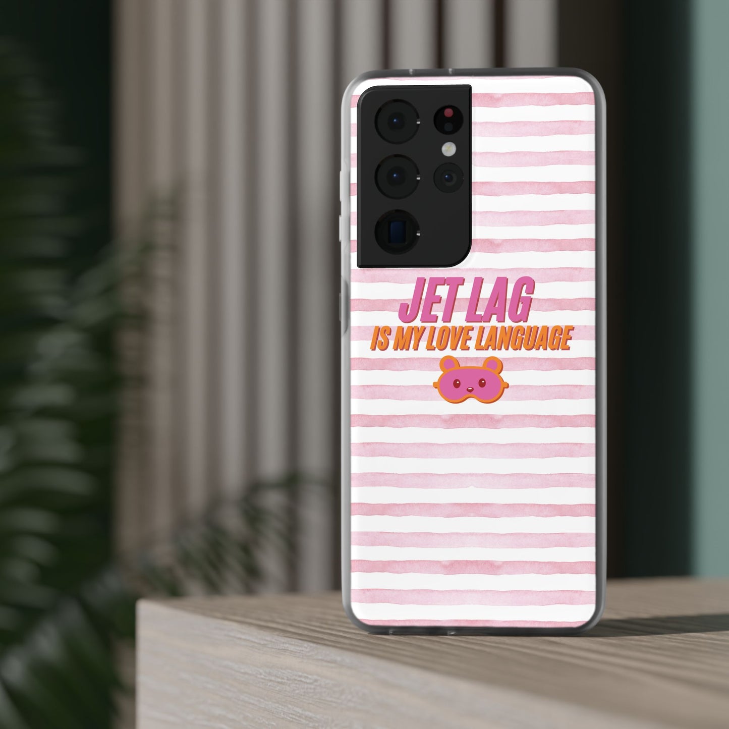 Phone Case - Jetlag is My Love Language Pink Stripe Flexi Case