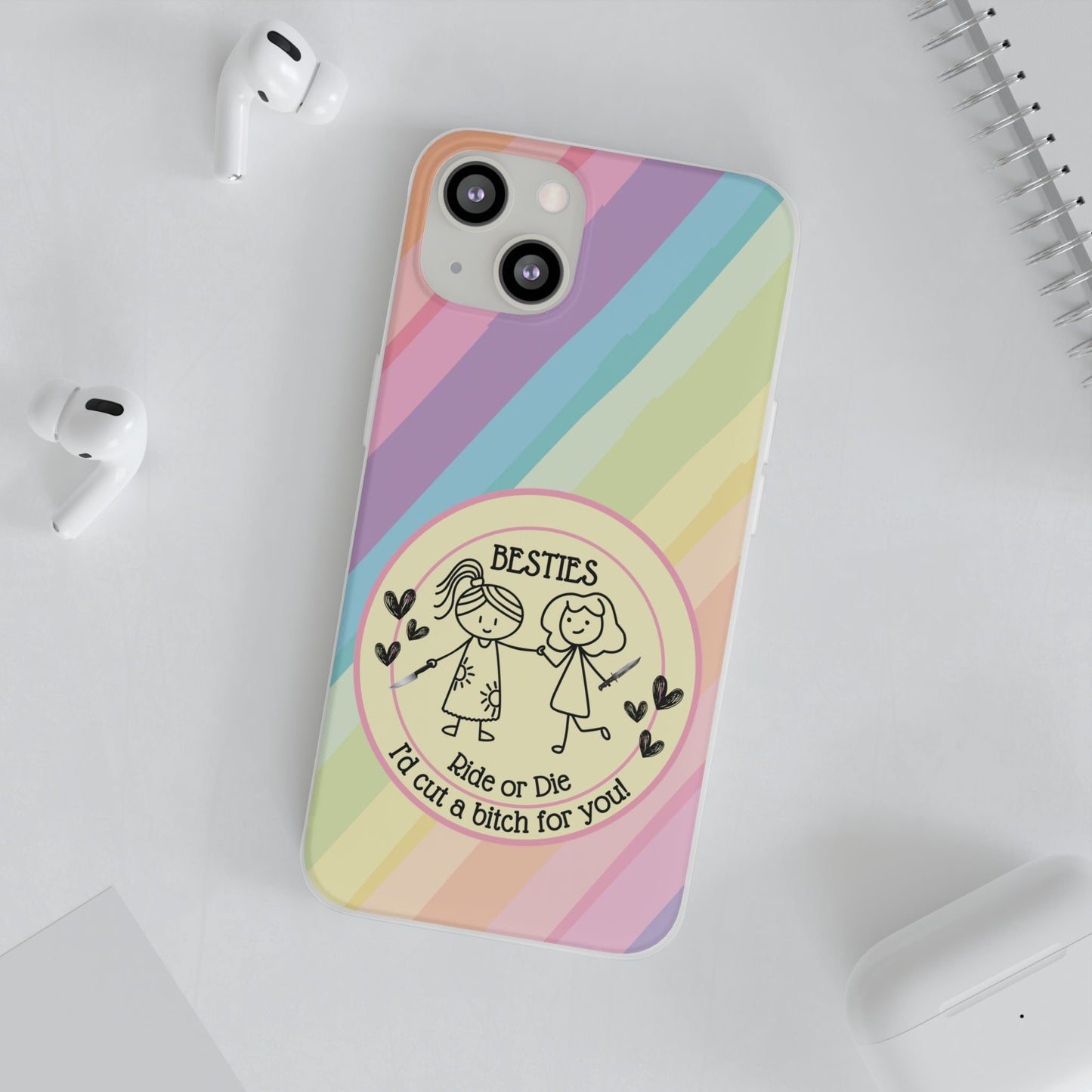 Phone Cases - Pastels Besties Ride or Die | "I'd Cut a Bitch for You"