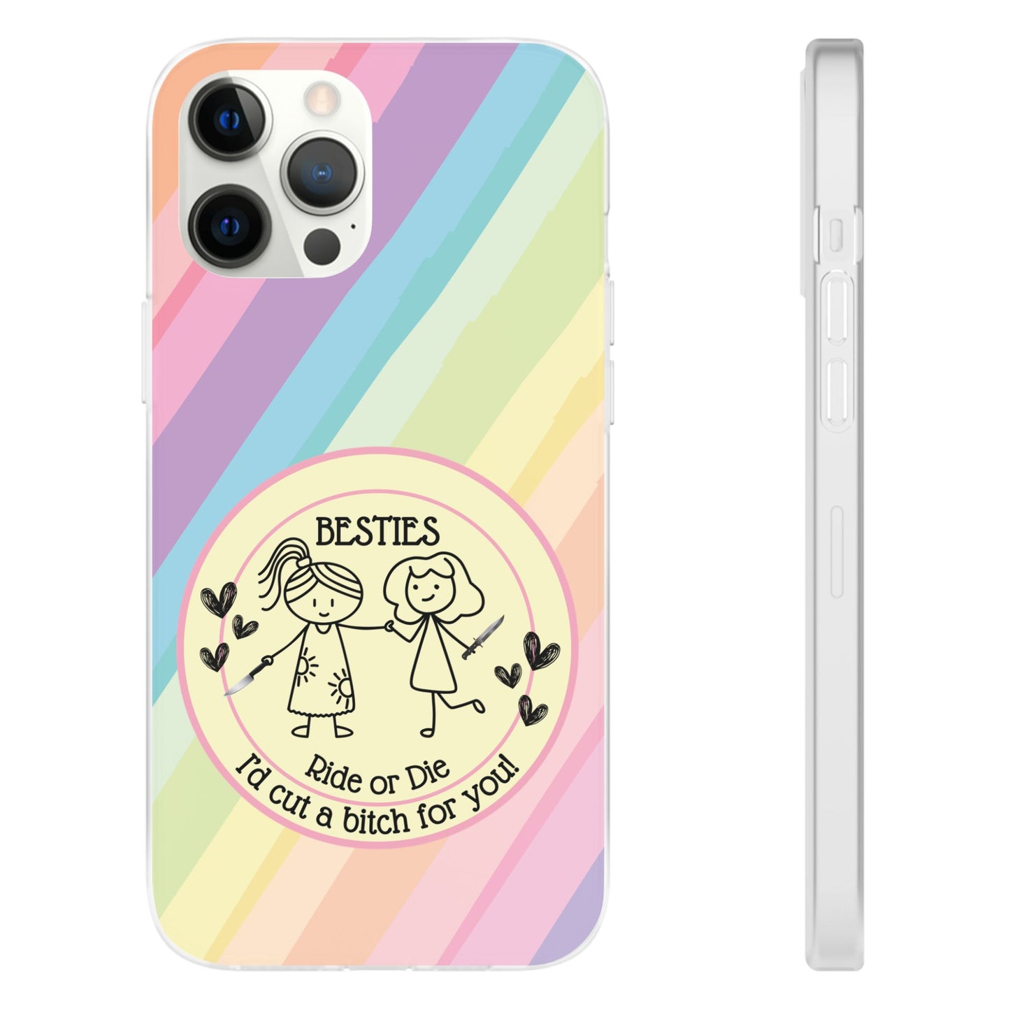 Phone Cases - Pastels Besties Ride or Die | "I'd Cut a Bitch for You"