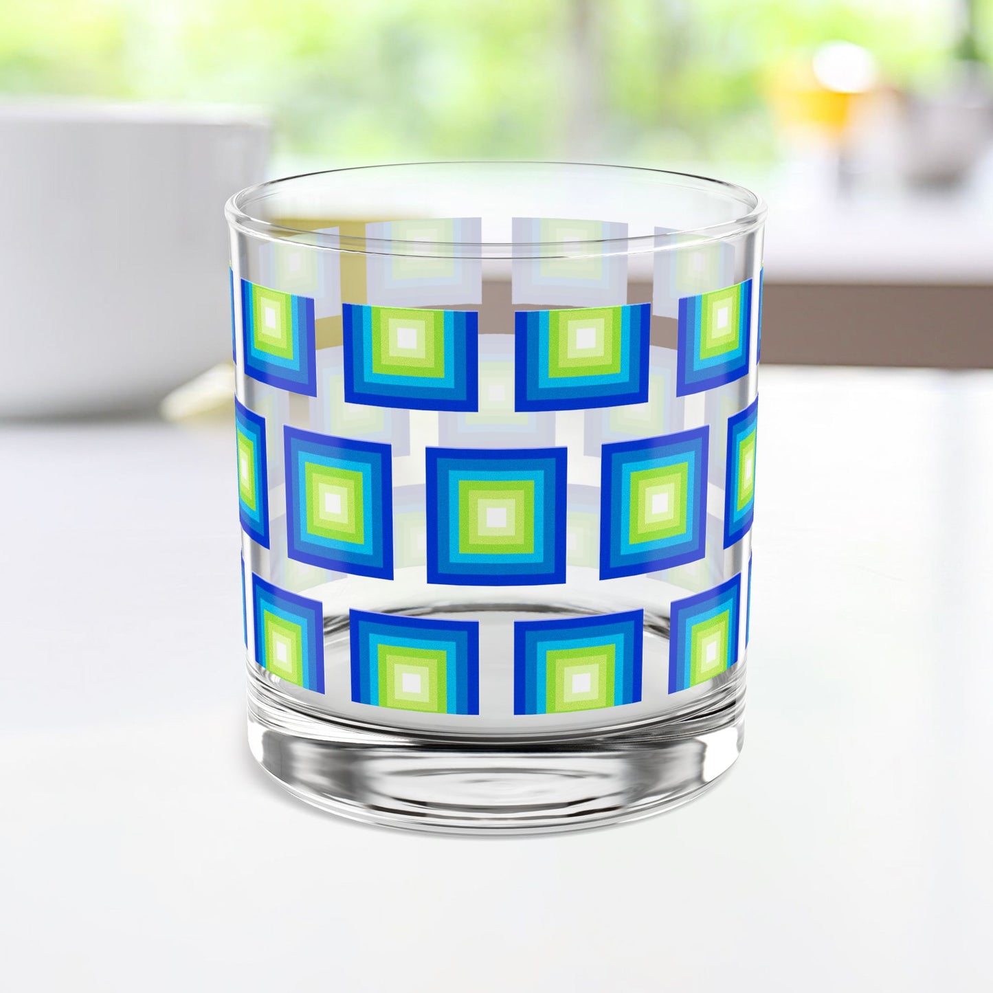 Vibrant Modern Retro Rocks Glass – 10oz