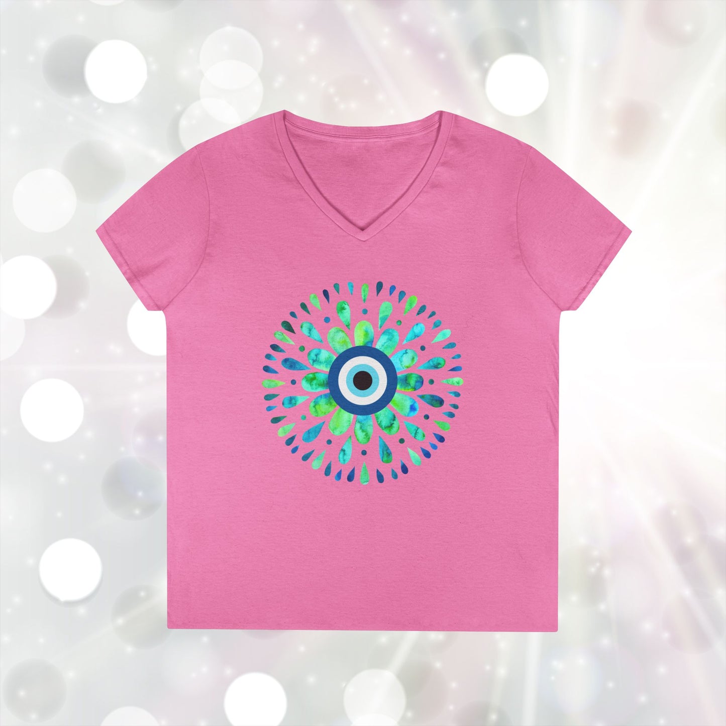 Evil Eye Charm V-Neck T-Shirt – Protective Style Meets Everyday Comfort