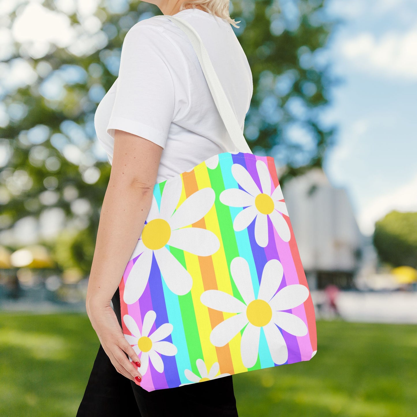 Flower Power Daisy Tote Bag – 3 sizes | Colorful, Cheerful, and Ready to Go
