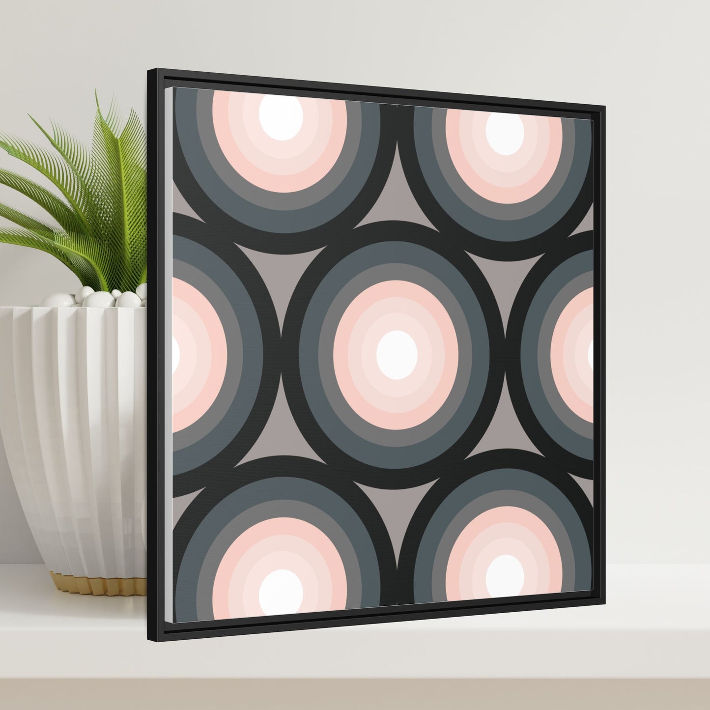 Modern Framed Geometric Canvas Art | Bold Color Meets Clean Framing