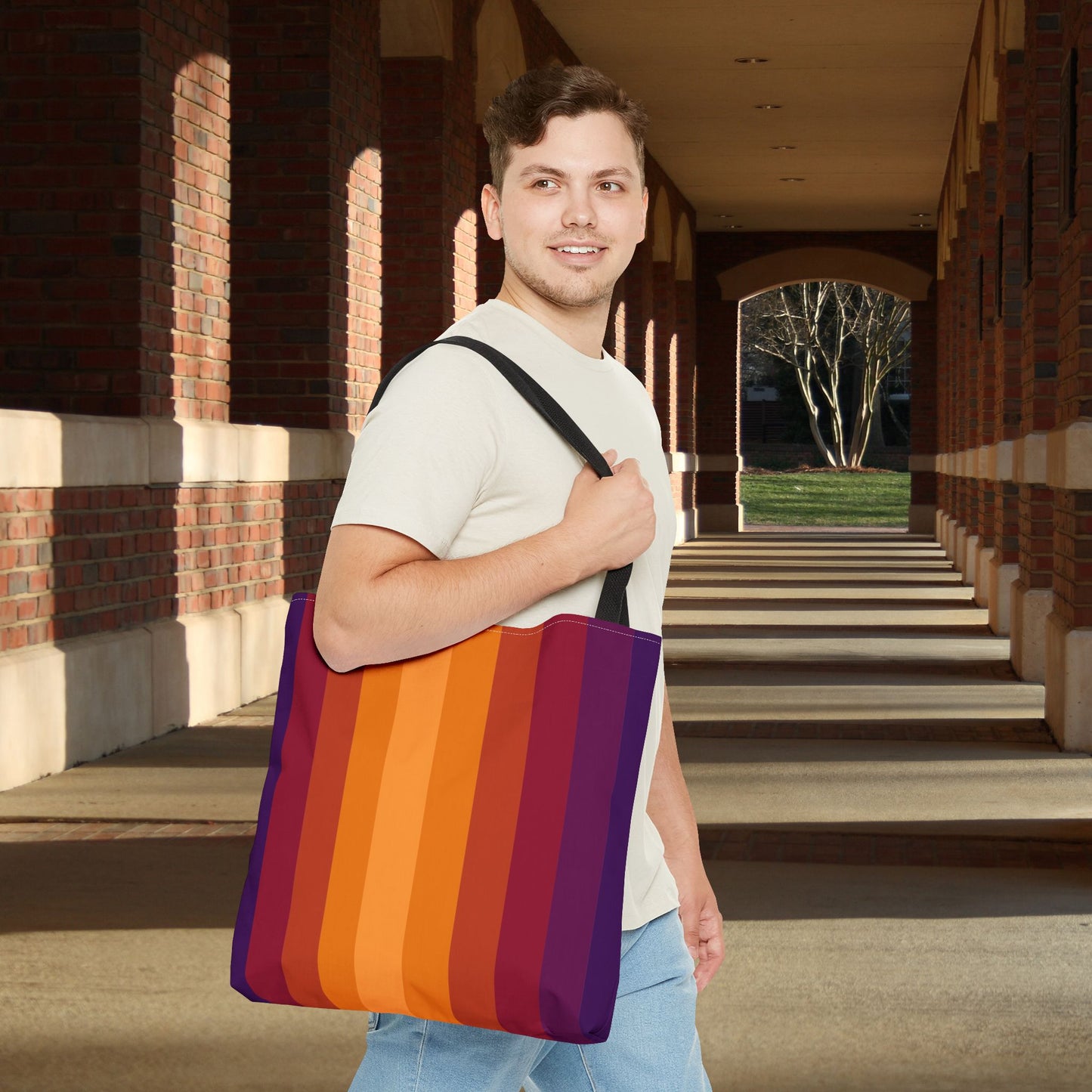 Geometric Art Tote Bag – 3 sizes | Bold lines. Vivid color. Retro with a modern twist.