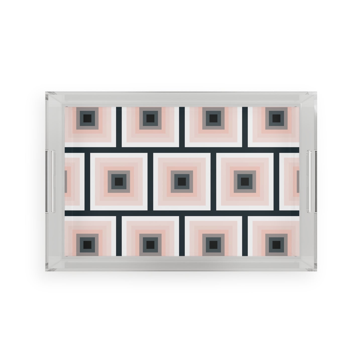 Modern Acrylic Tray with Bold Geometric Artwork
