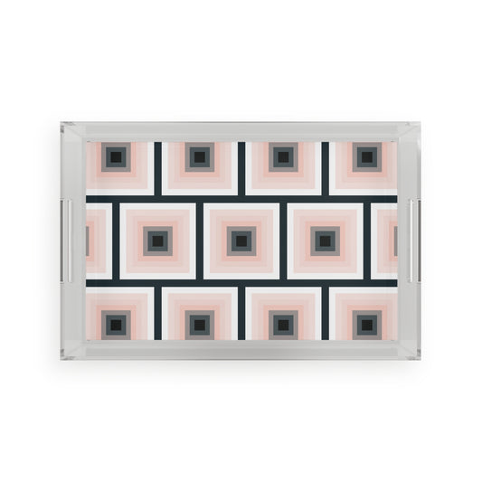 Modern Acrylic Tray with Bold Geometric Artwork