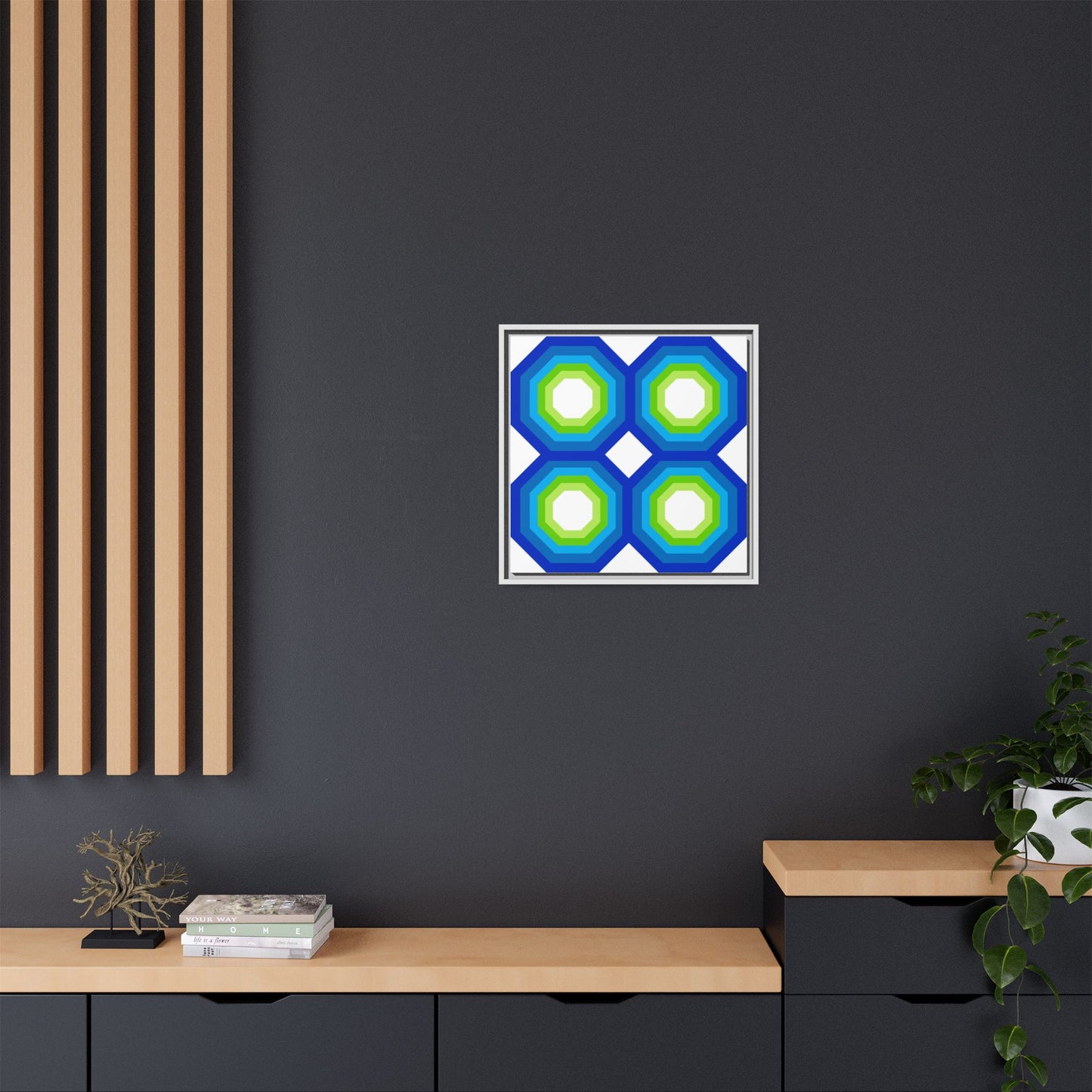 Modern Framed Geometric Canvas Art | Bold Color Meets Clean Framing
