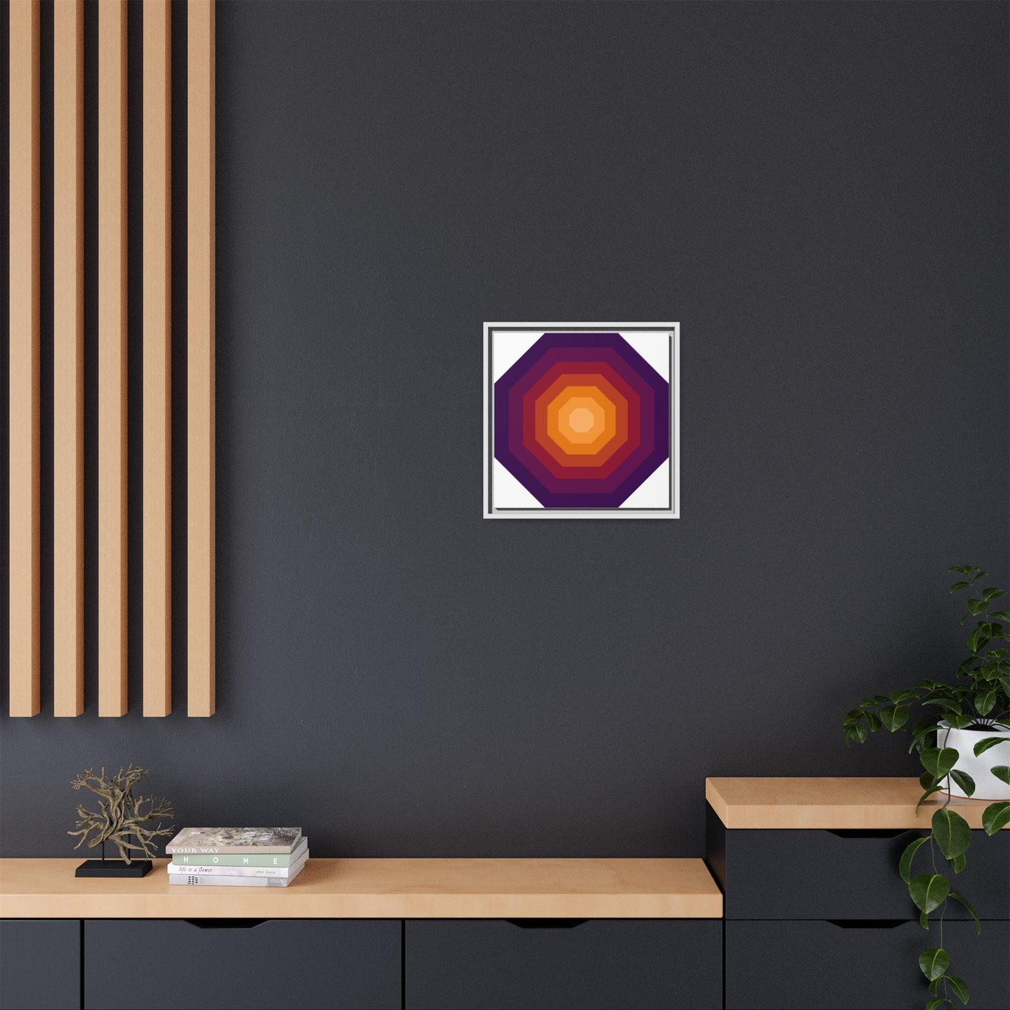 Modern Framed Geometric Canvas Art | Bold Color Meets Clean Framing