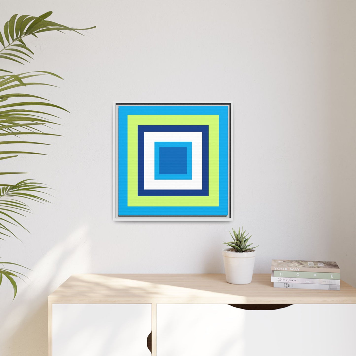 Modern Framed Geometric Canvas Art | Bold Color Meets Clean Framing