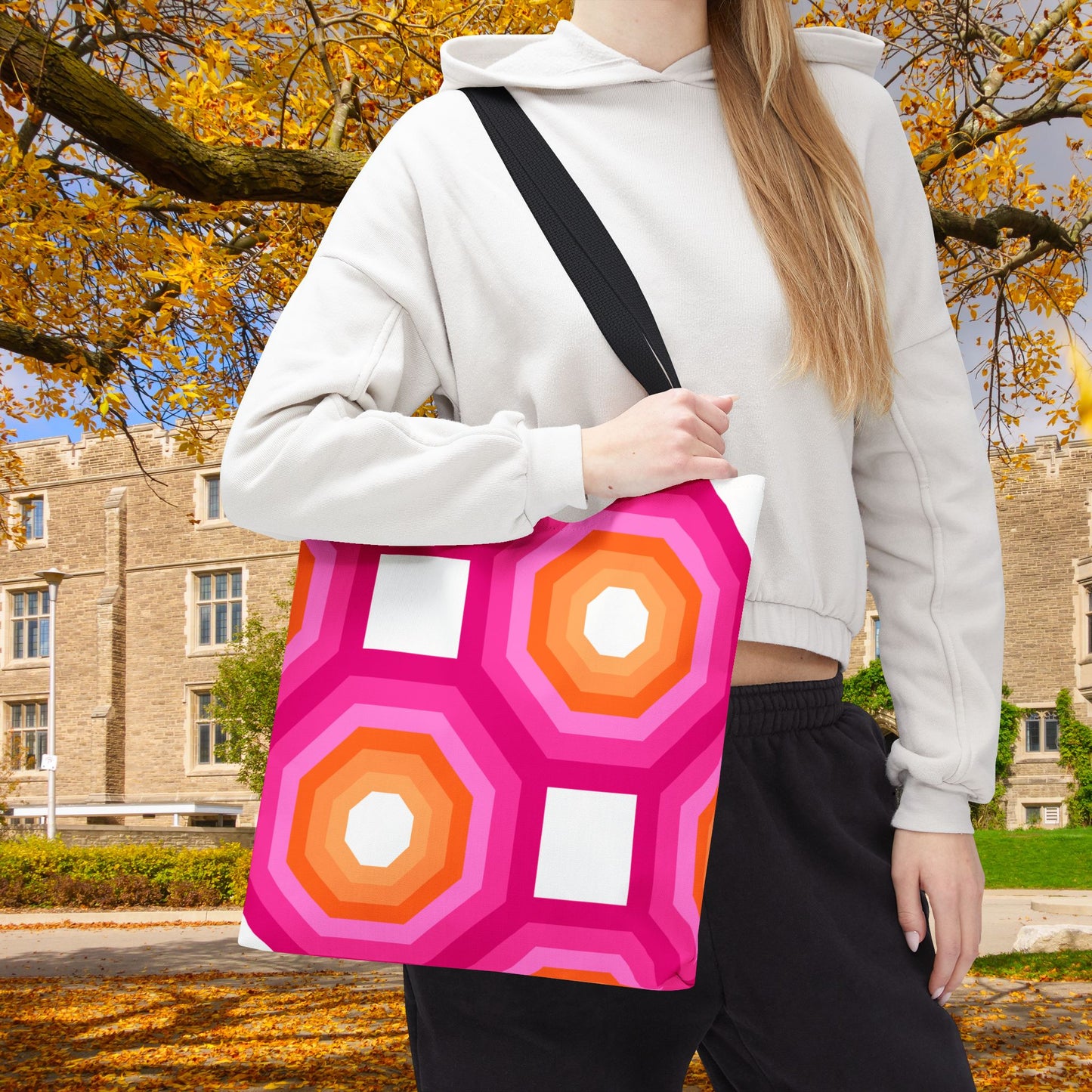 Geometric Art Tote Bag – 3 sizes | Bold lines. Vivid color. Retro with a modern twist.