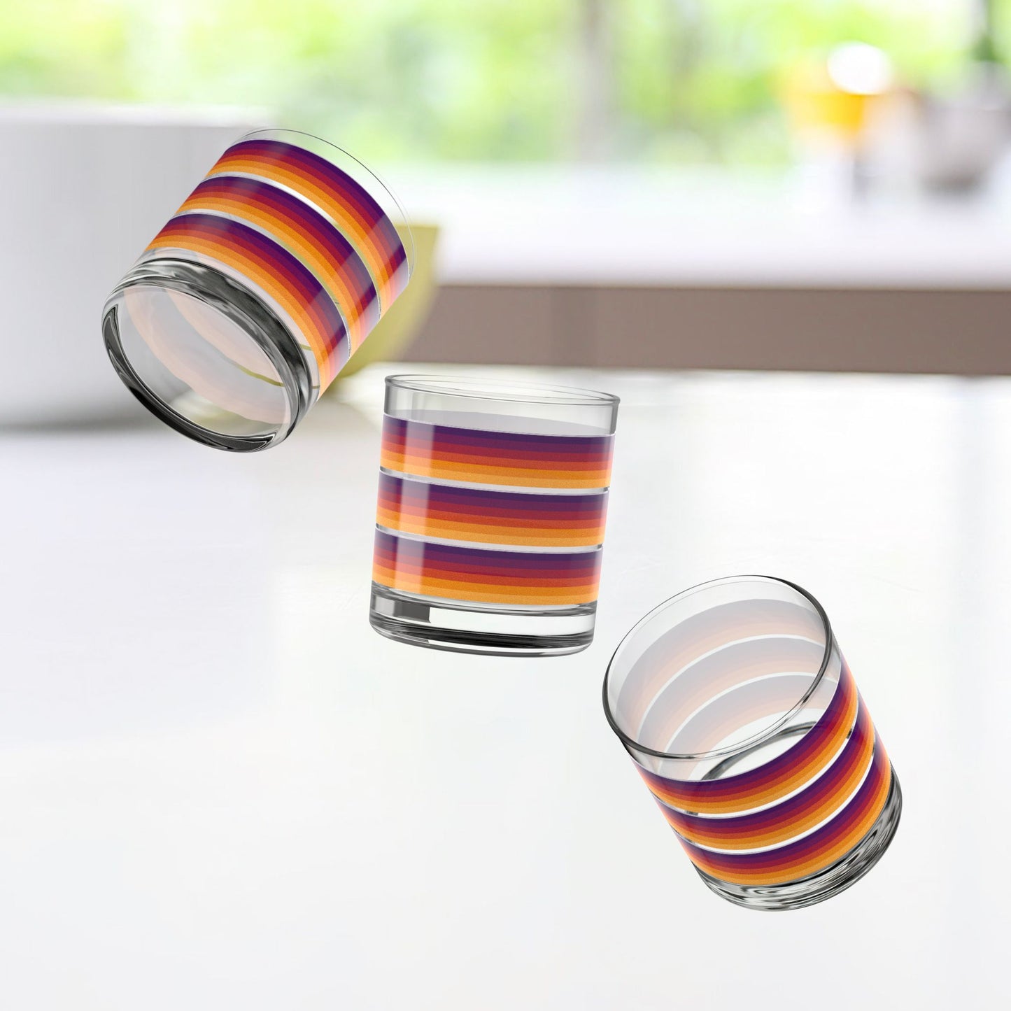 Vibrant Modern Retro Rocks Glass – 10oz