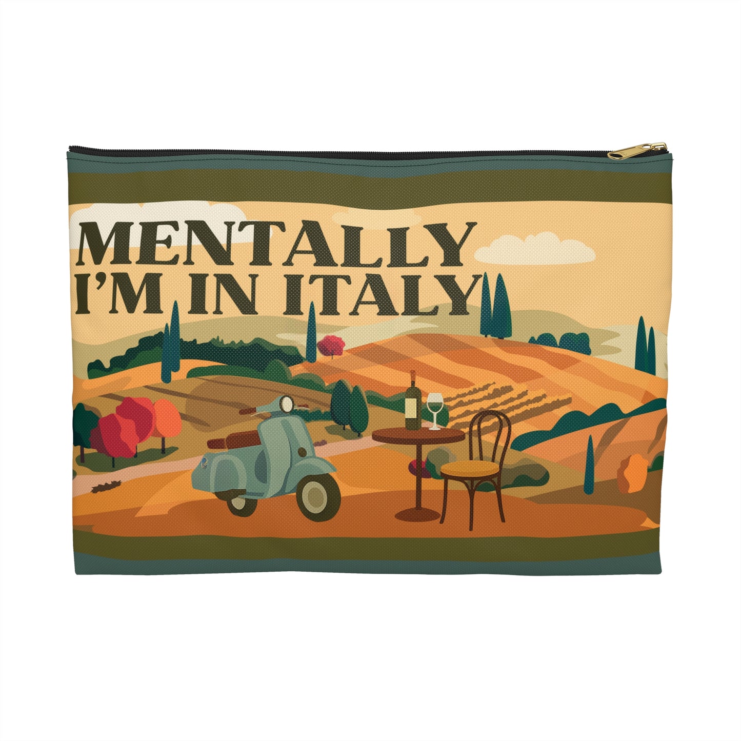 Charming Accessory Pouch for Travel Lovers | ‘Mentally I’m in Italy’ | Cute Makeup Bag, Organizer, Gift for Italy Enthusiasts, Boho Decor