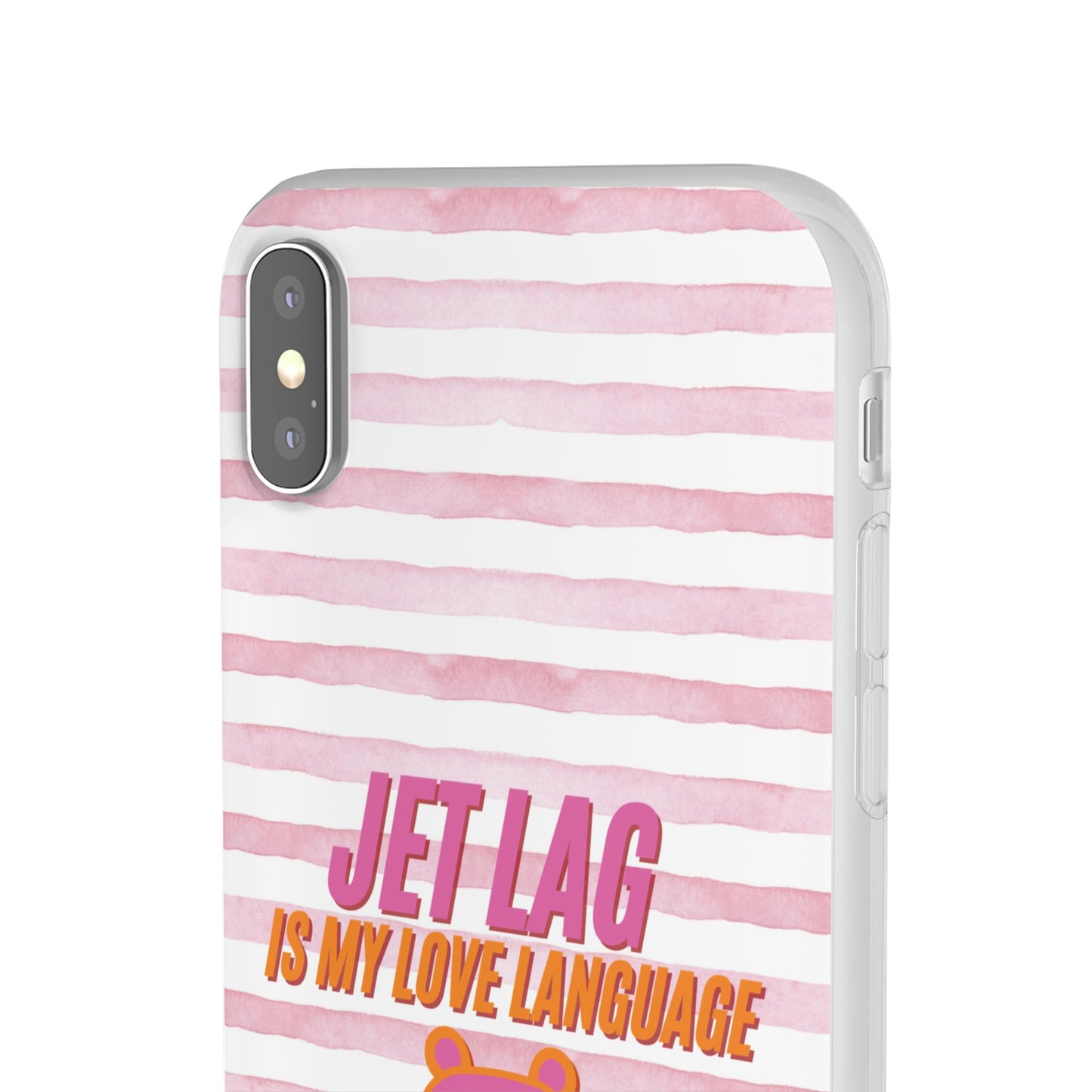 Phone Case - Jetlag is My Love Language Pink Stripe Flexi Case