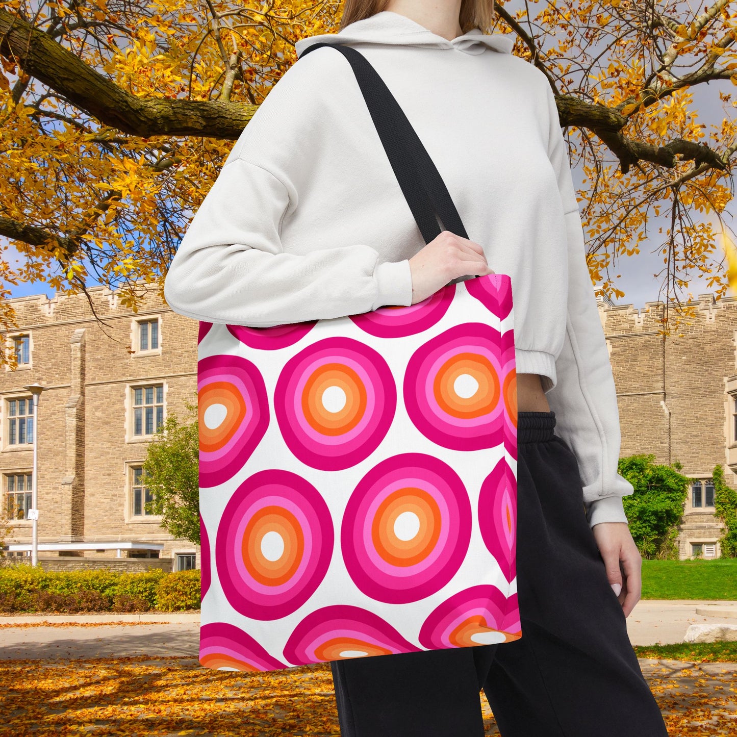 Geometric Art Tote Bag – 3 sizes | Bold lines. Vivid color. Retro with a modern twist.