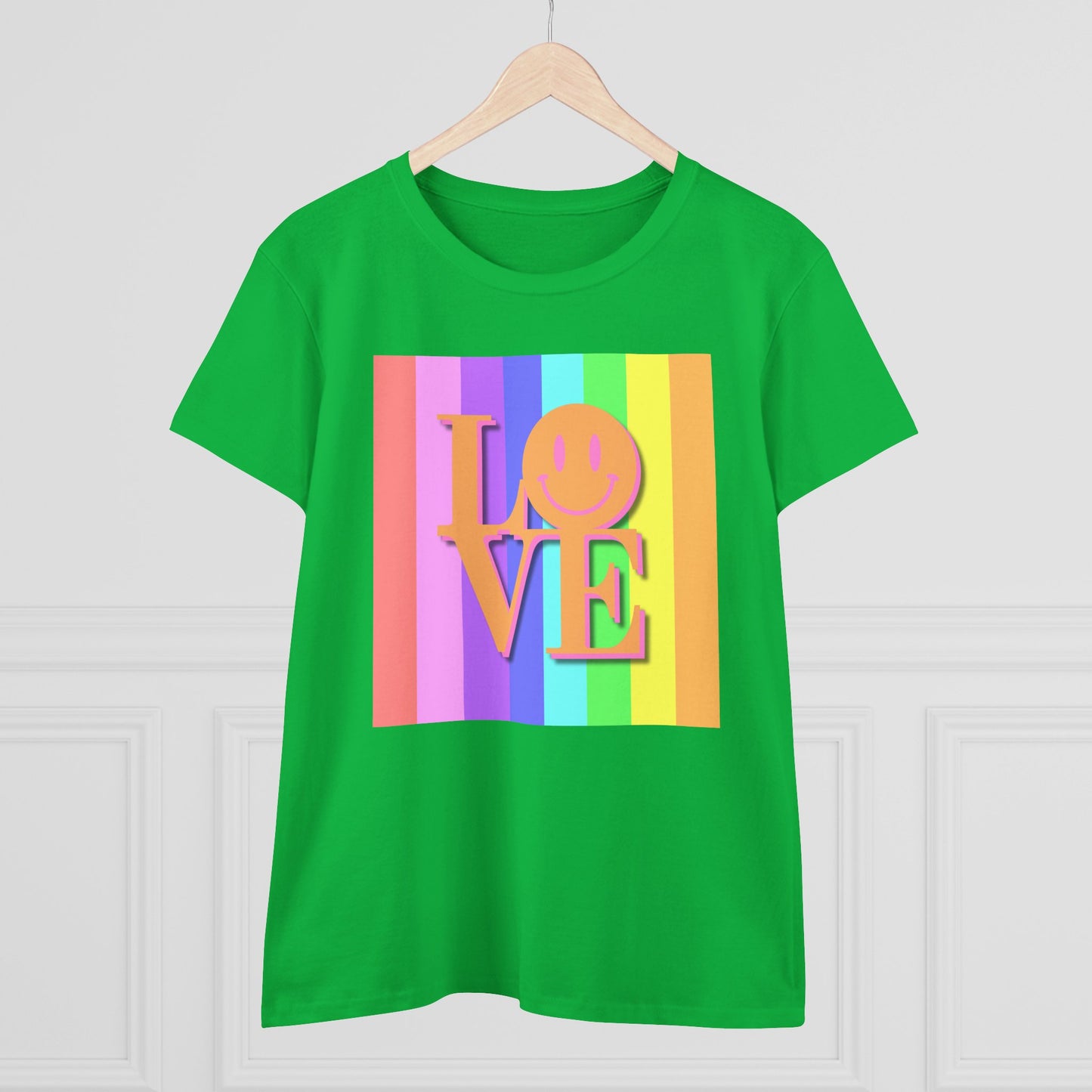 Universal Pastel Rainbow Love Sign Women’s T-Shirt – Spread Love in Style