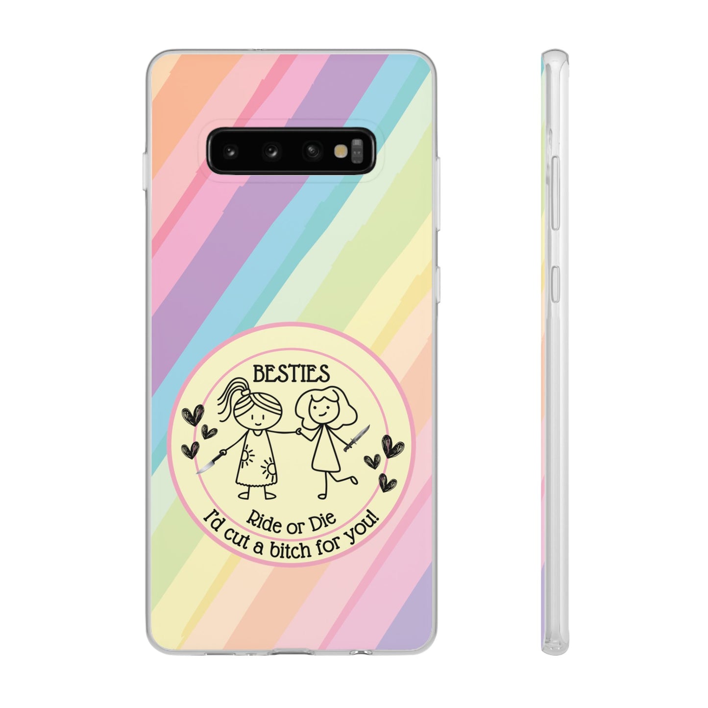 Phone Cases - Pastels Besties Ride or Die | "I'd Cut a Bitch for You"