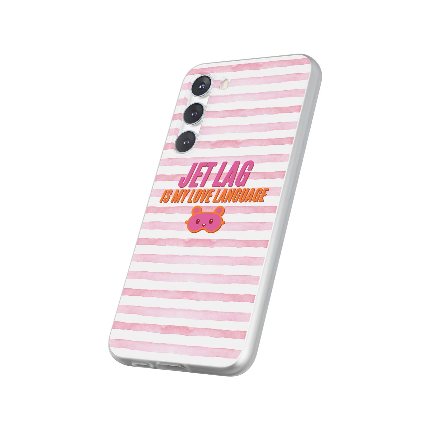 Phone Case - Jetlag is My Love Language Pink Stripe Flexi Case