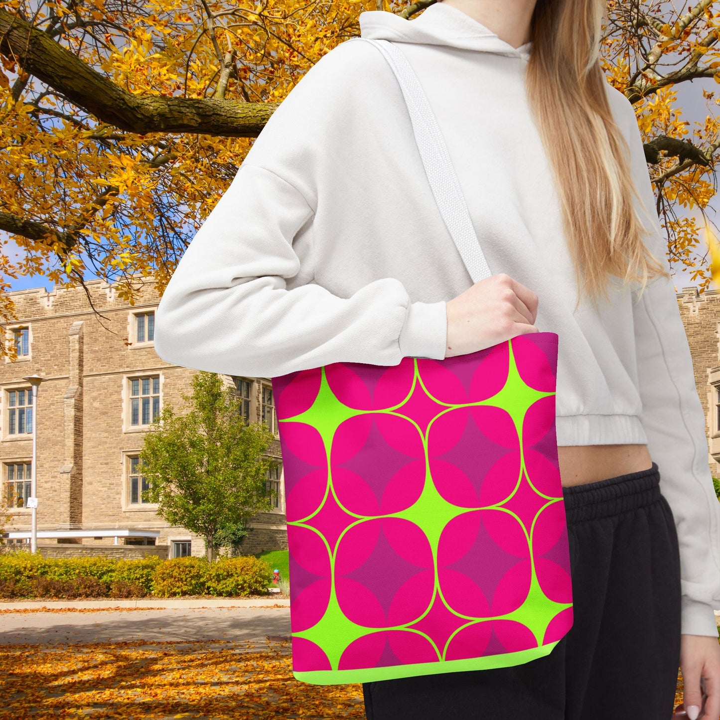 Geometric Art Tote Bag – 3 sizes | Bold lines. Vivid color. Retro with a modern twist.