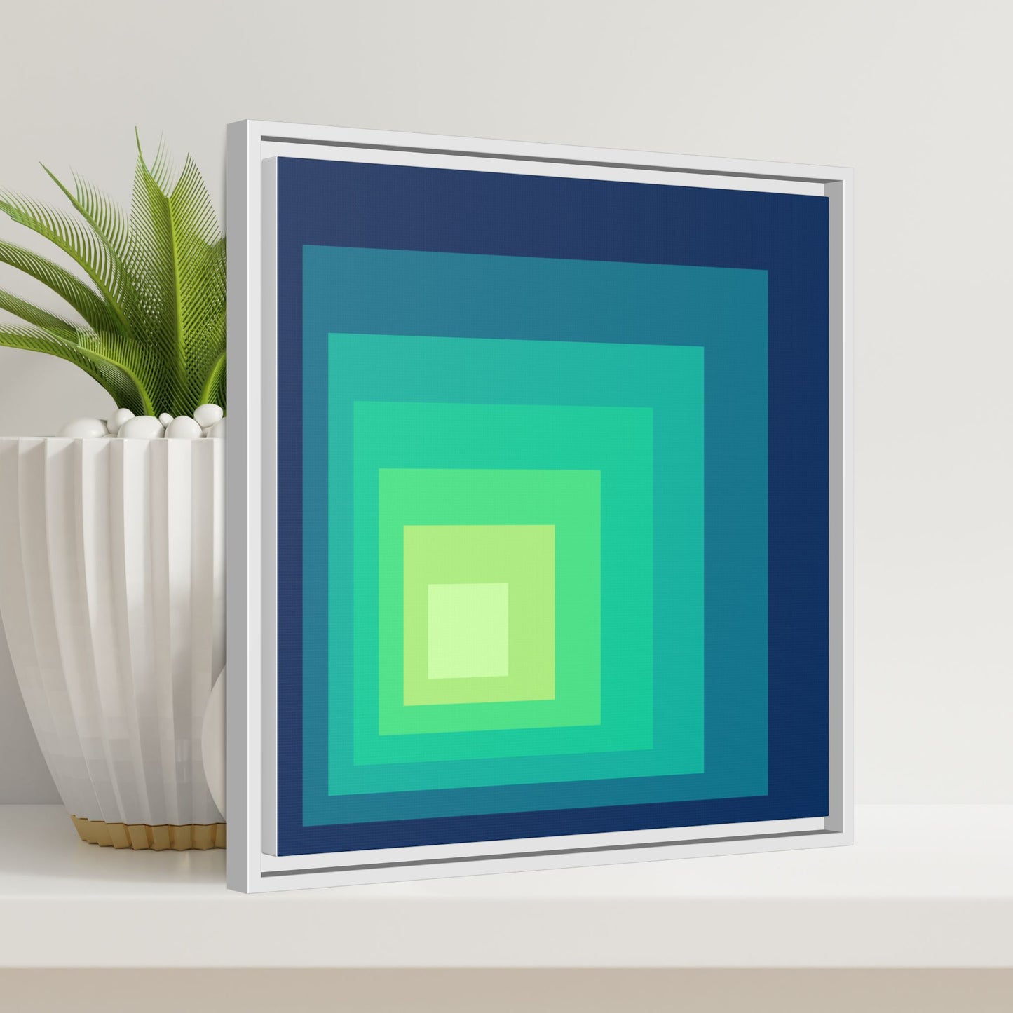 Modern Framed Geometric Canvas Art | Bold Color Meets Clean Framing