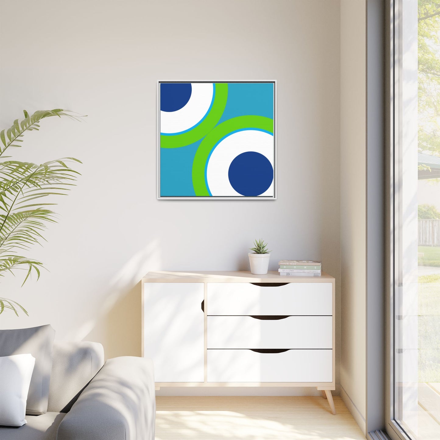 Modern Framed Geometric Canvas Art | Bold Color Meets Clean Framing