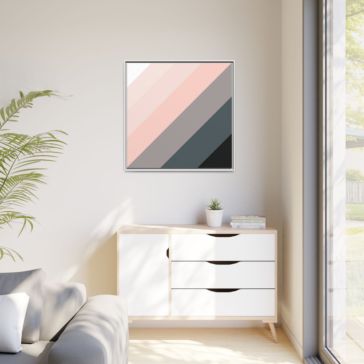 Modern Framed Geometric Canvas Art | Bold Color Meets Clean Framing