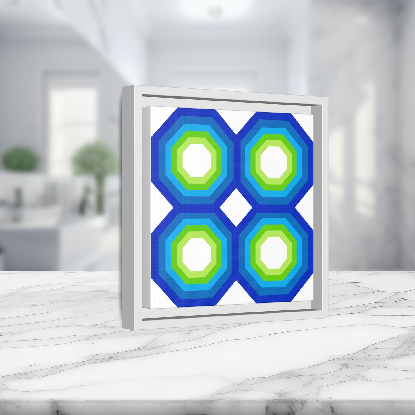 Modern Framed Geometric Canvas Art | Bold Color Meets Clean Framing