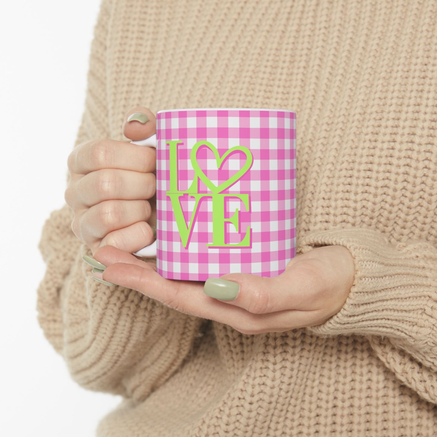 Gingham LOVE Mug – Bold Color, Daily Joy