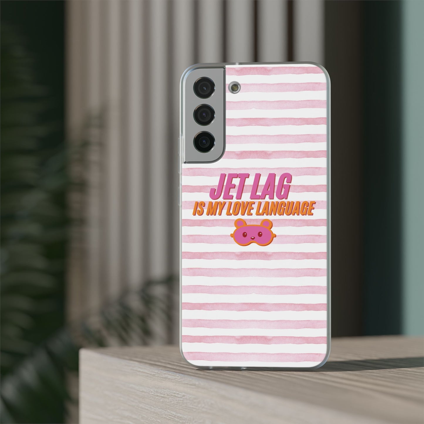 Phone Case - Jetlag is My Love Language Pink Stripe Flexi Case