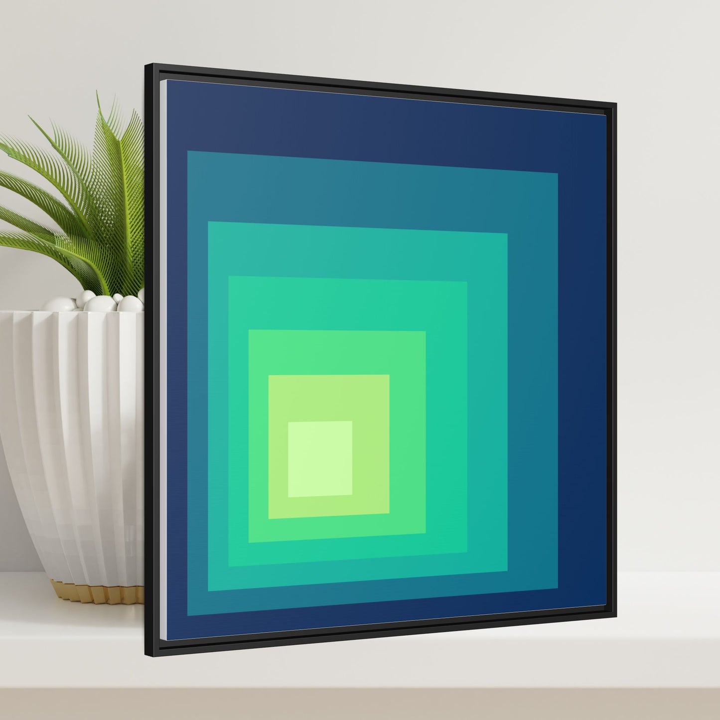 Modern Framed Geometric Canvas Art | Bold Color Meets Clean Framing