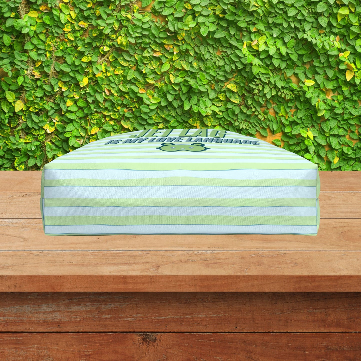 Jet Lag Is My Love Language – XL Tote Bag in Green & Blue | For the Traveler Who’s Always Tired but Loving It